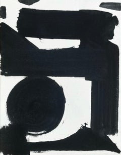 Harness, peinture abstraite contemporaine en noir et blanc