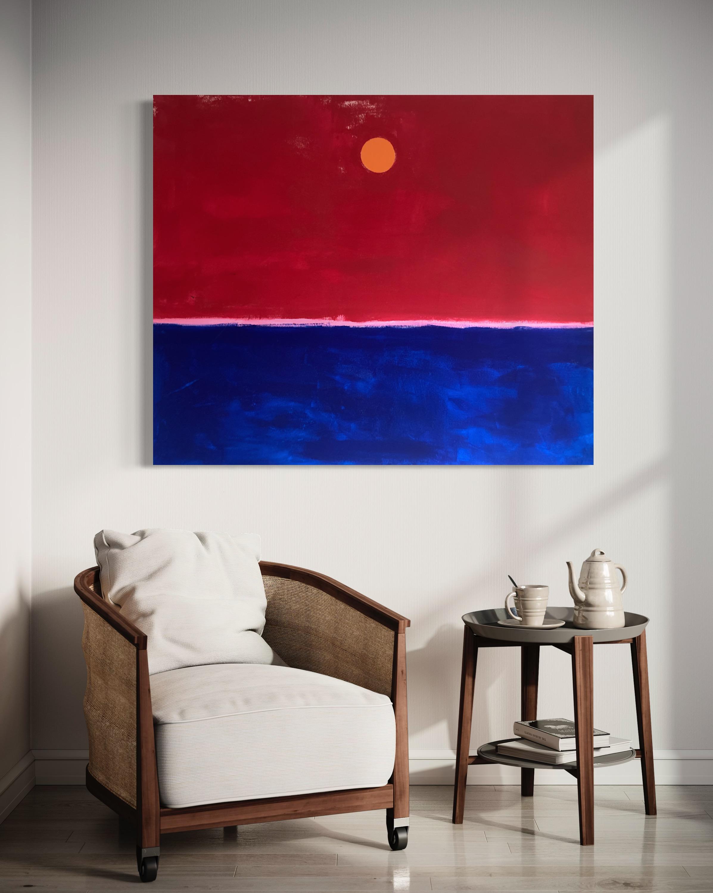 Horizon In Red and Blue, Contemporary Landscape Painting  For Sale 1