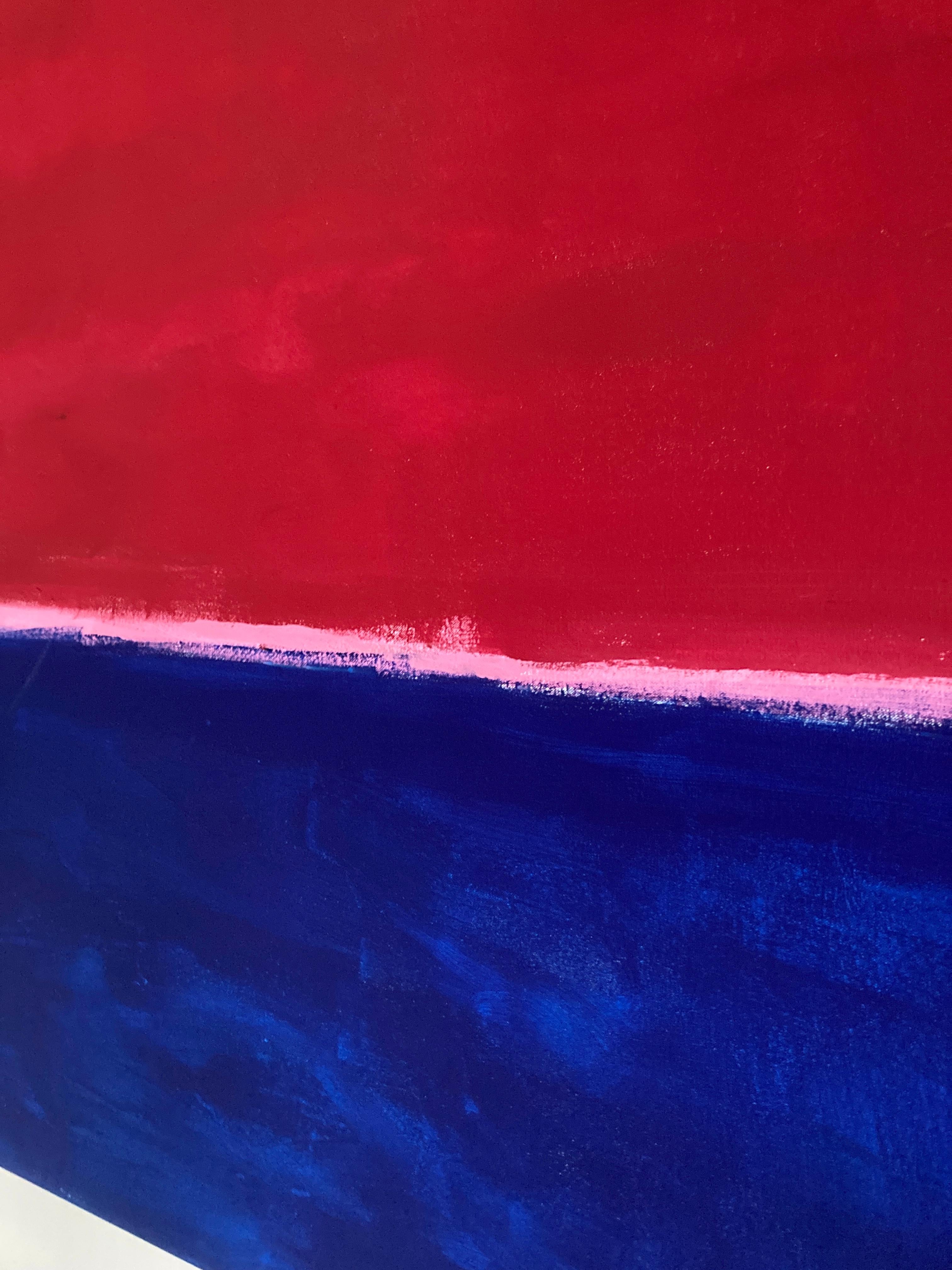 Horizon In Red and Blue, Contemporary Landscape Painting  im Angebot 3