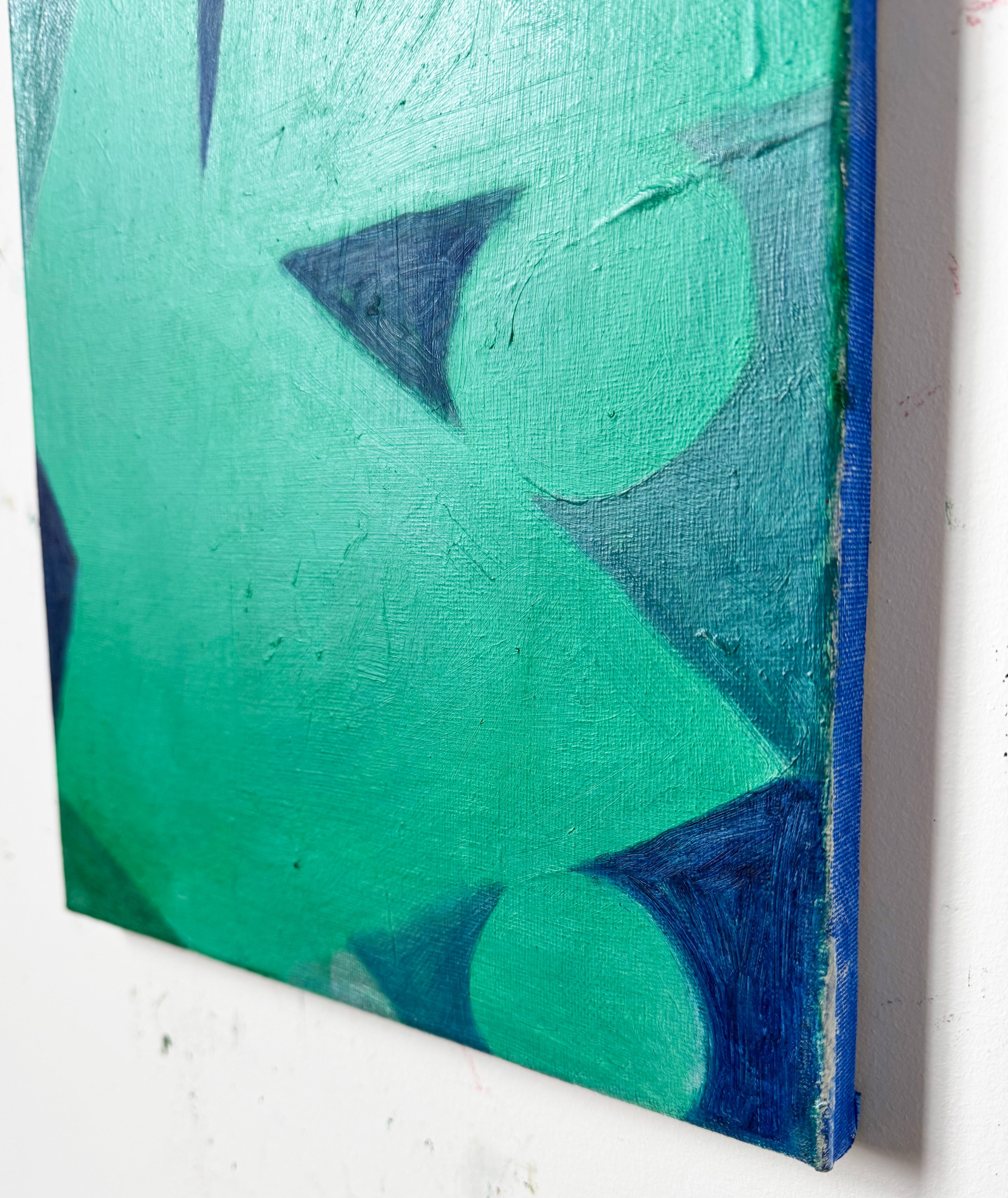 Bufón, pintura abstracta geométrica contemporánea - Abstract Painting Azul de Matt Higgins