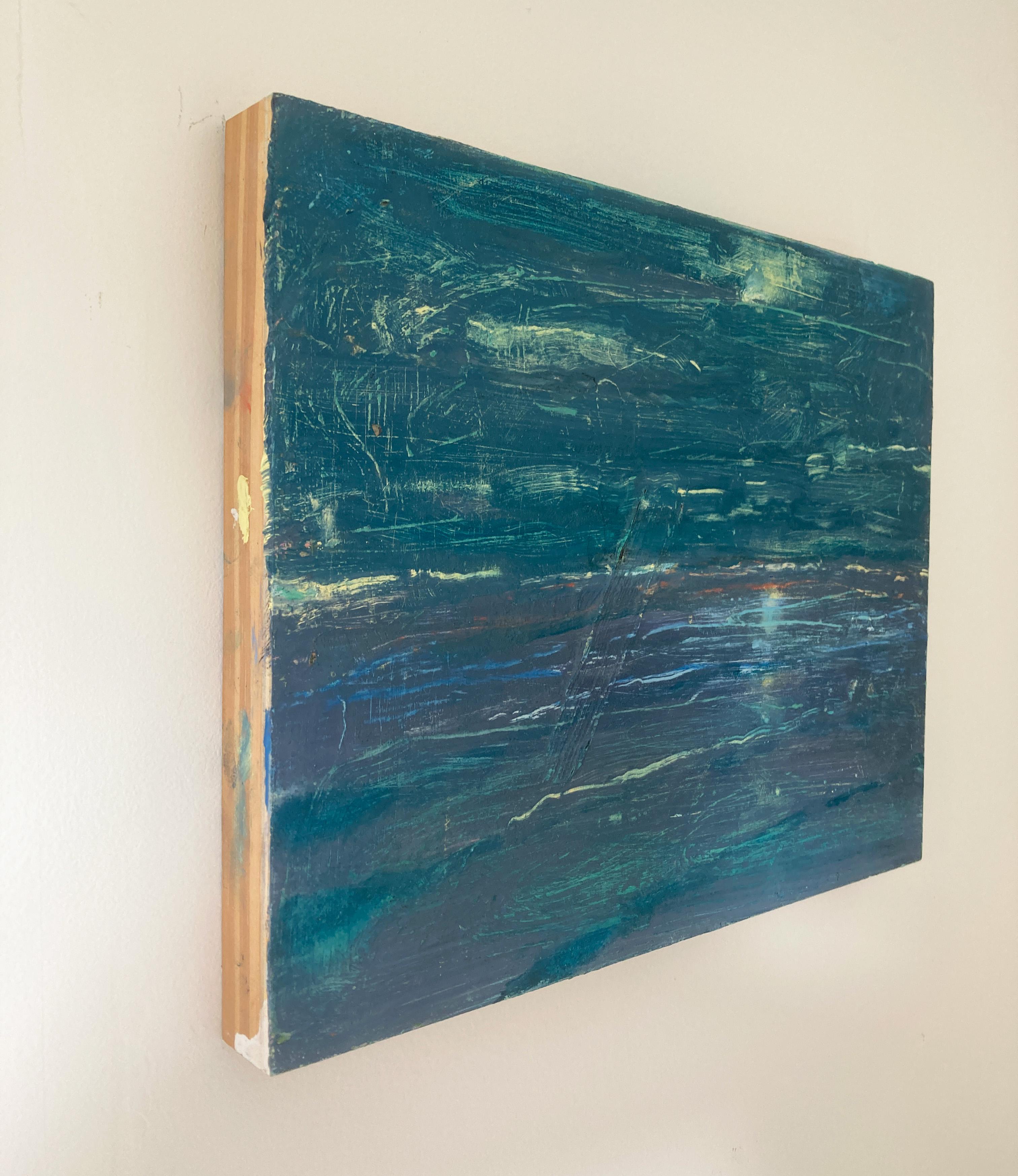 Luz de luna, pintura paisajística contemporánea - Landscape Painting Azul de Matt Higgins