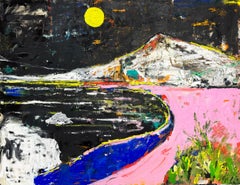 Cerca y lejos, pintura abstracta contemporánea de paisajes