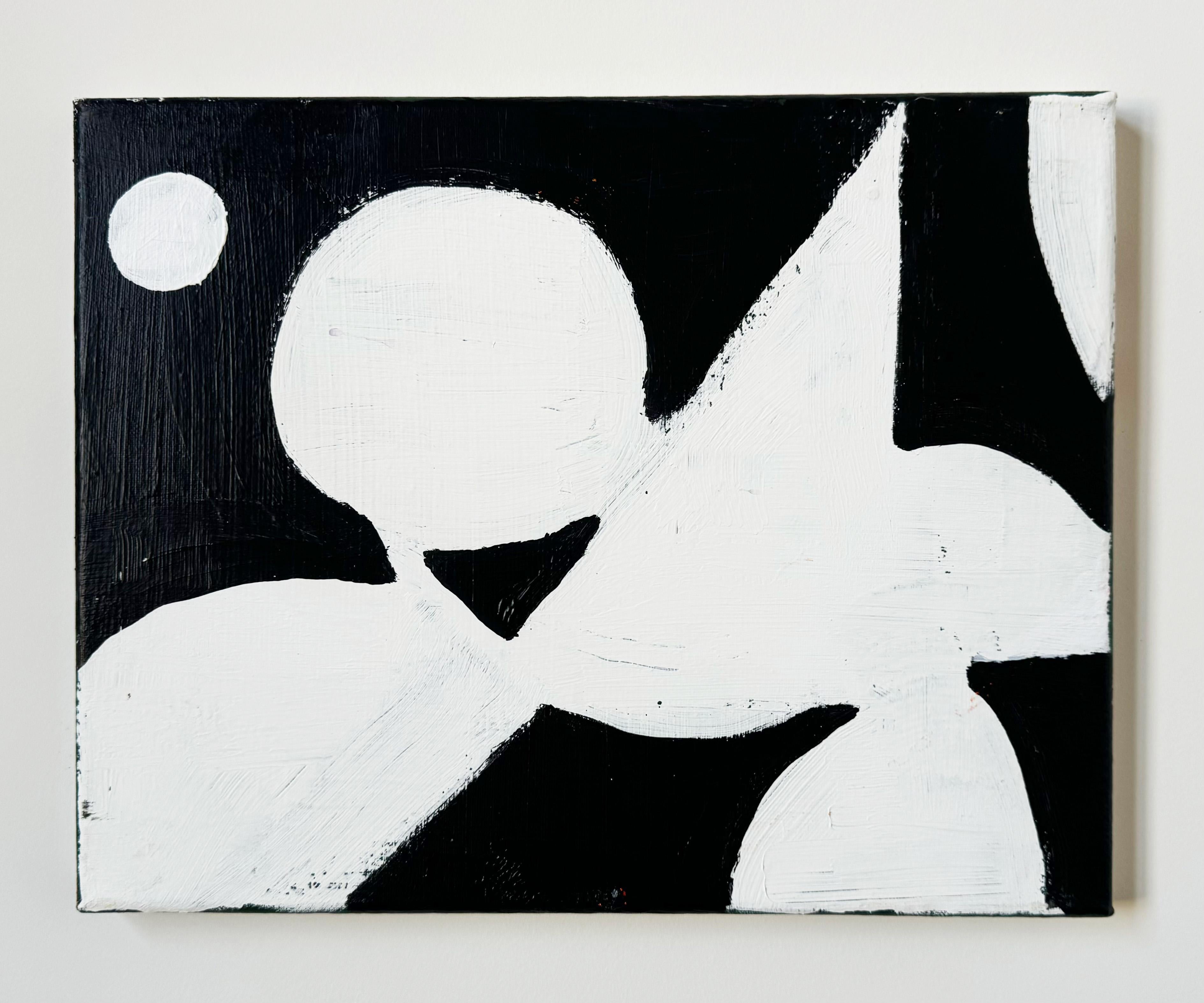 Formes de la nuit, peinture abstraite géométrique contemporaine en noir et blanc - Painting de Matt Higgins