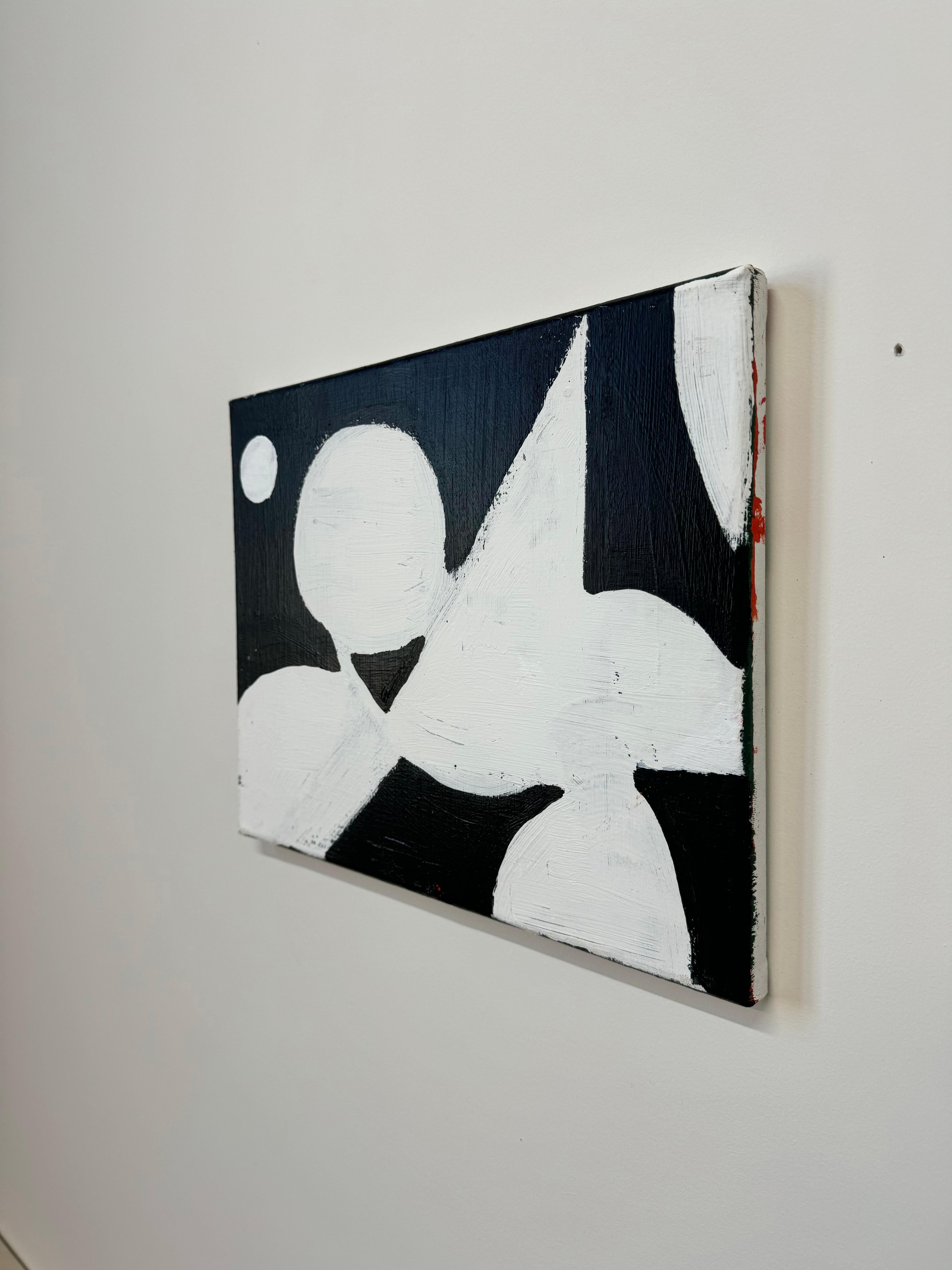 Formes de la nuit, peinture abstraite géométrique contemporaine en noir et blanc - Abstrait Painting par Matt Higgins