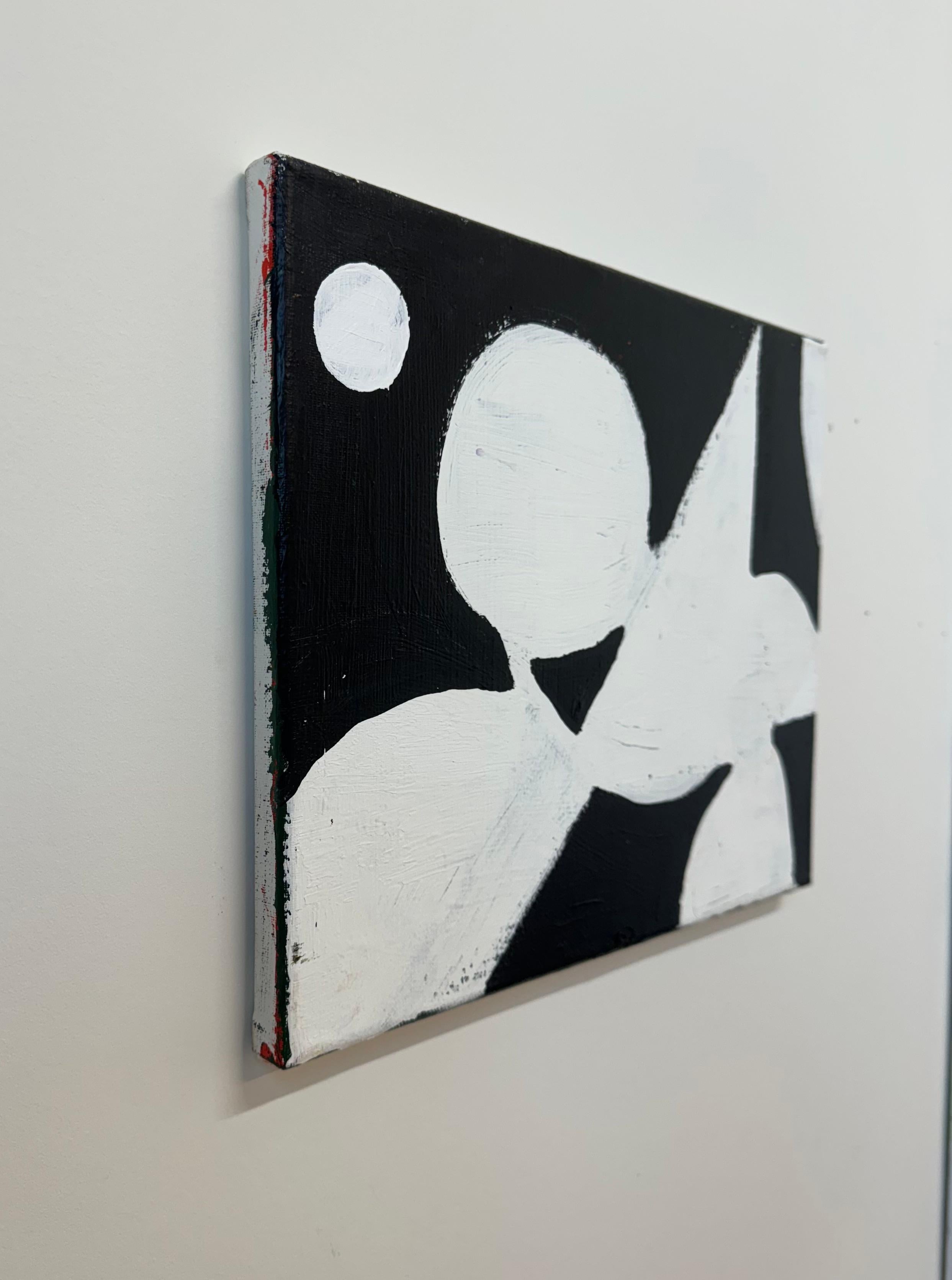 Formes de la nuit, peinture abstraite géométrique contemporaine en noir et blanc - Noir Abstract Painting par Matt Higgins