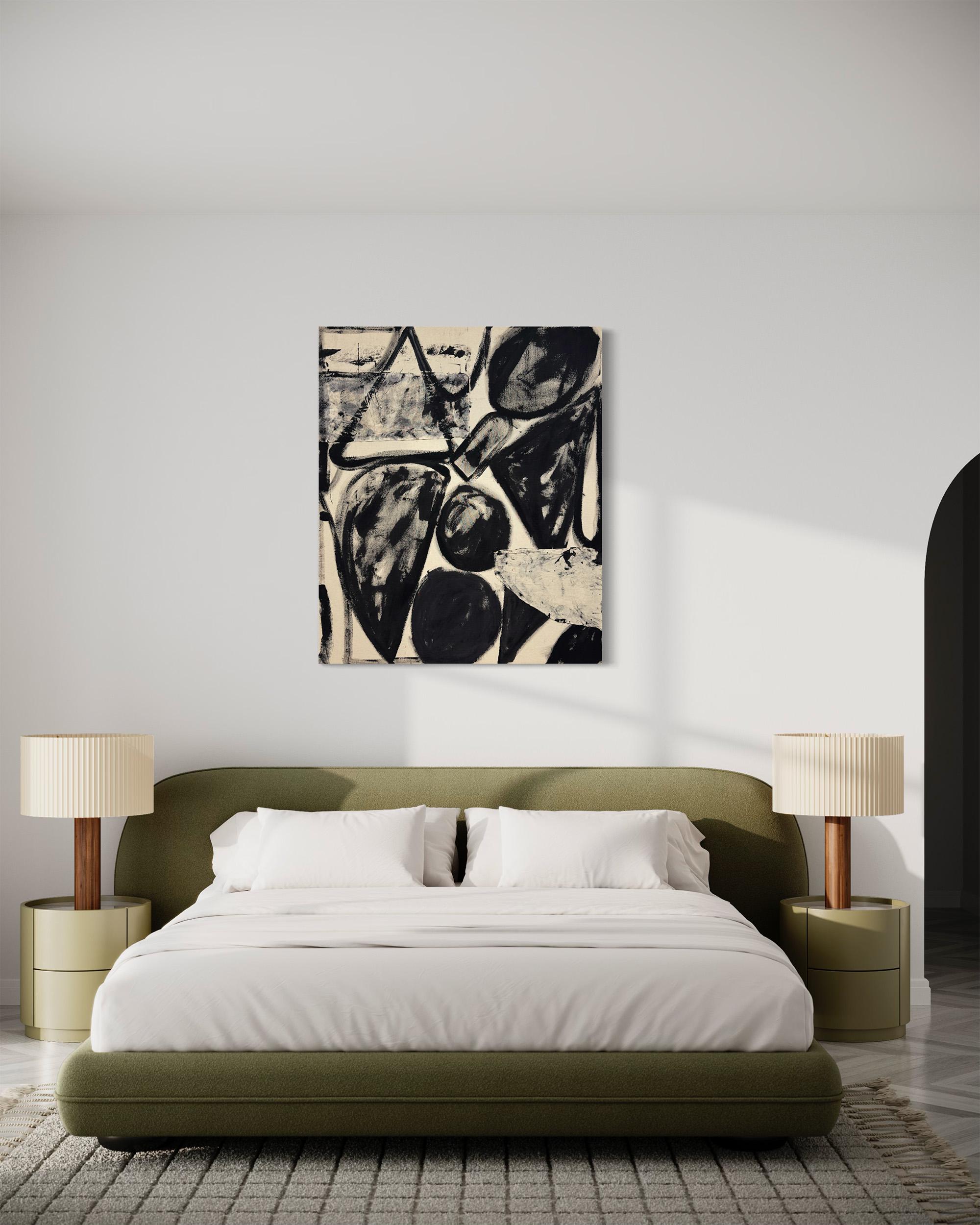 No Expectations, Pittura astratta geometrica contemporanea in nero e marrone - Painting Contemporaneo di Matt Higgins