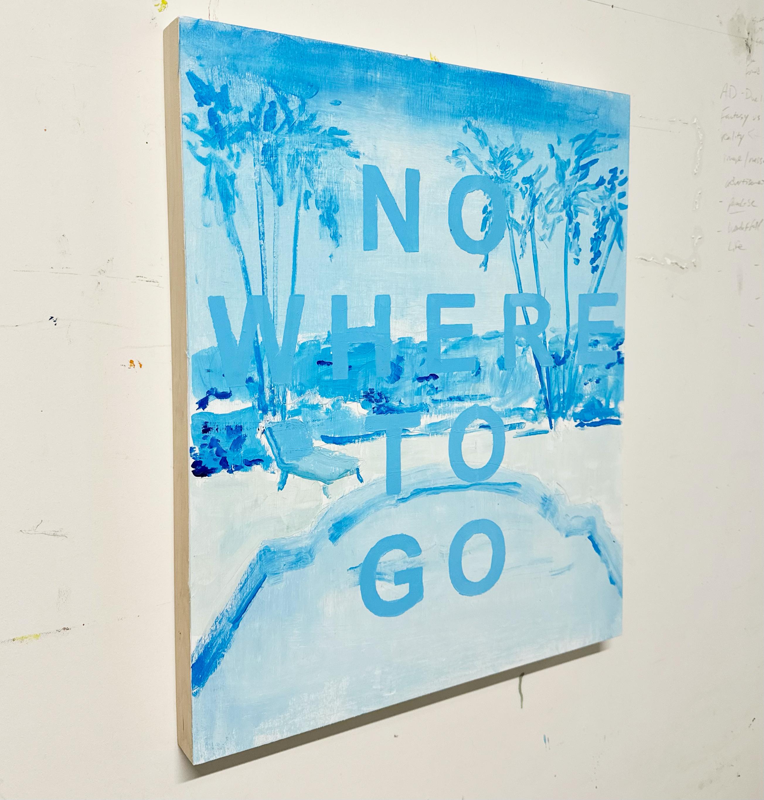 Nowhere To Go, Contemporary Text Painting - Blue Abstract Painting by Matt Higgins