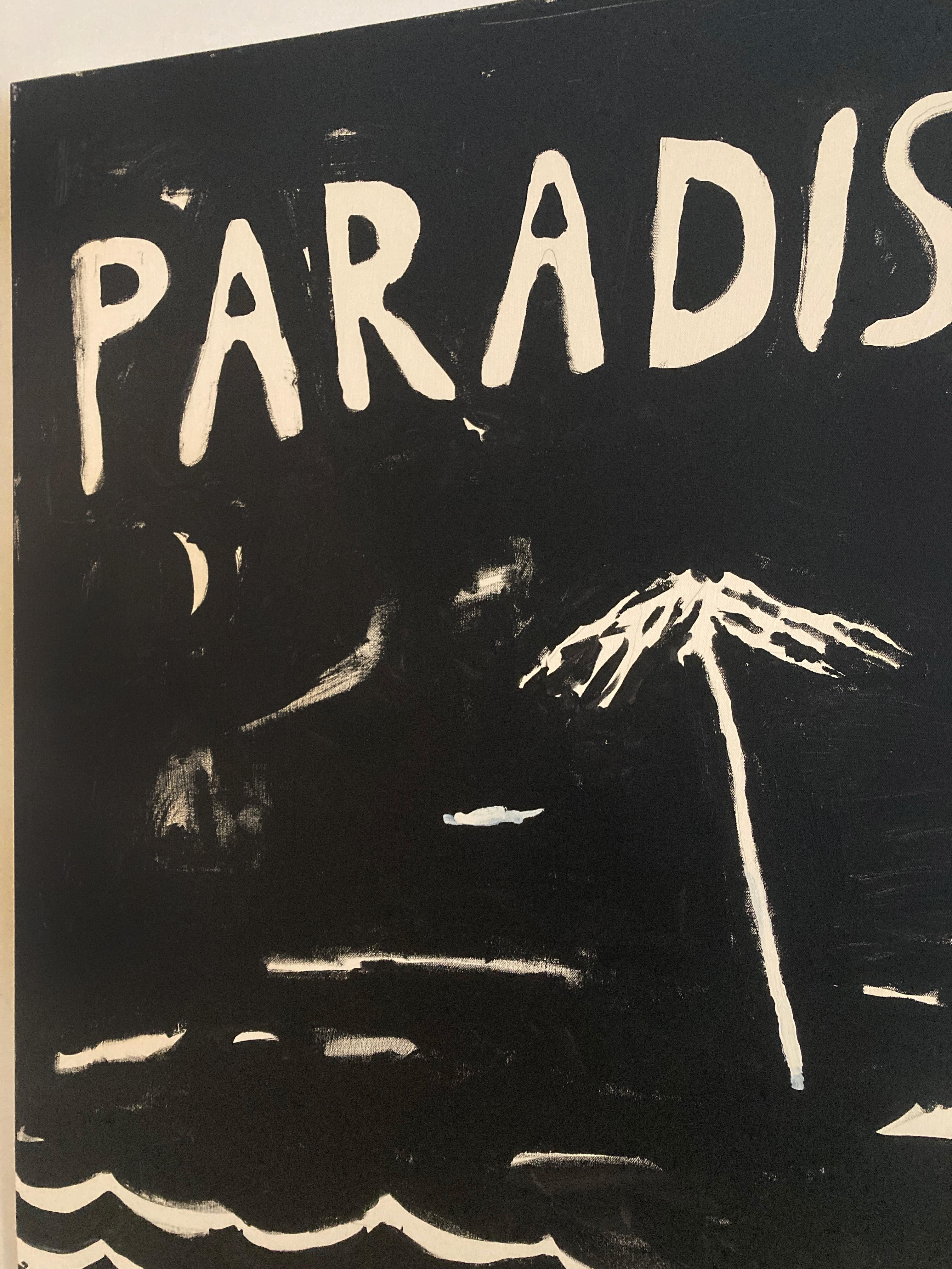 Paradise - Contemporary Black and White Text Painting by Matt Higgins 1