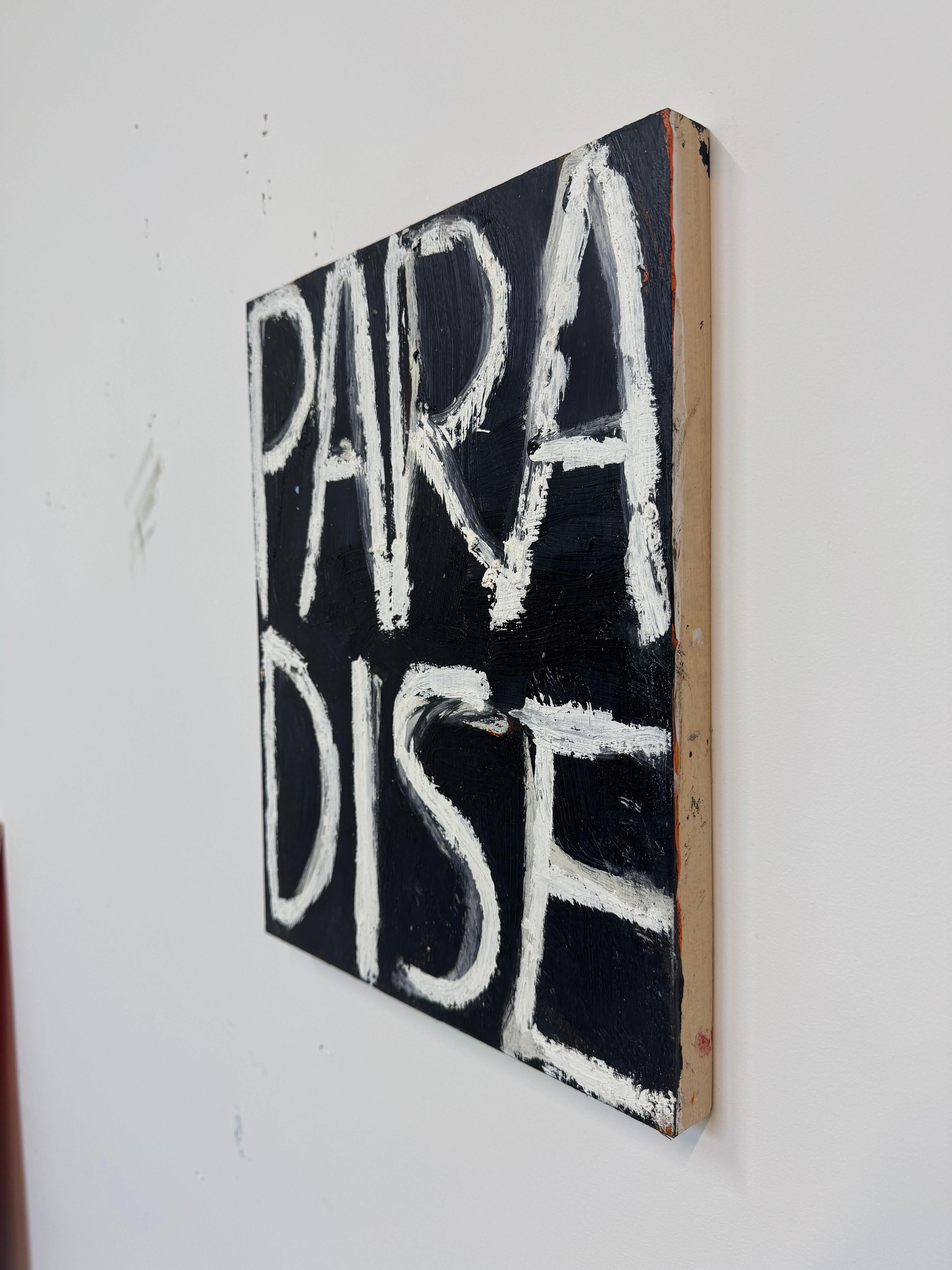 Paradies, Zeitgenössische Textmalerei (Schwarz), Abstract Painting, von Matt Higgins