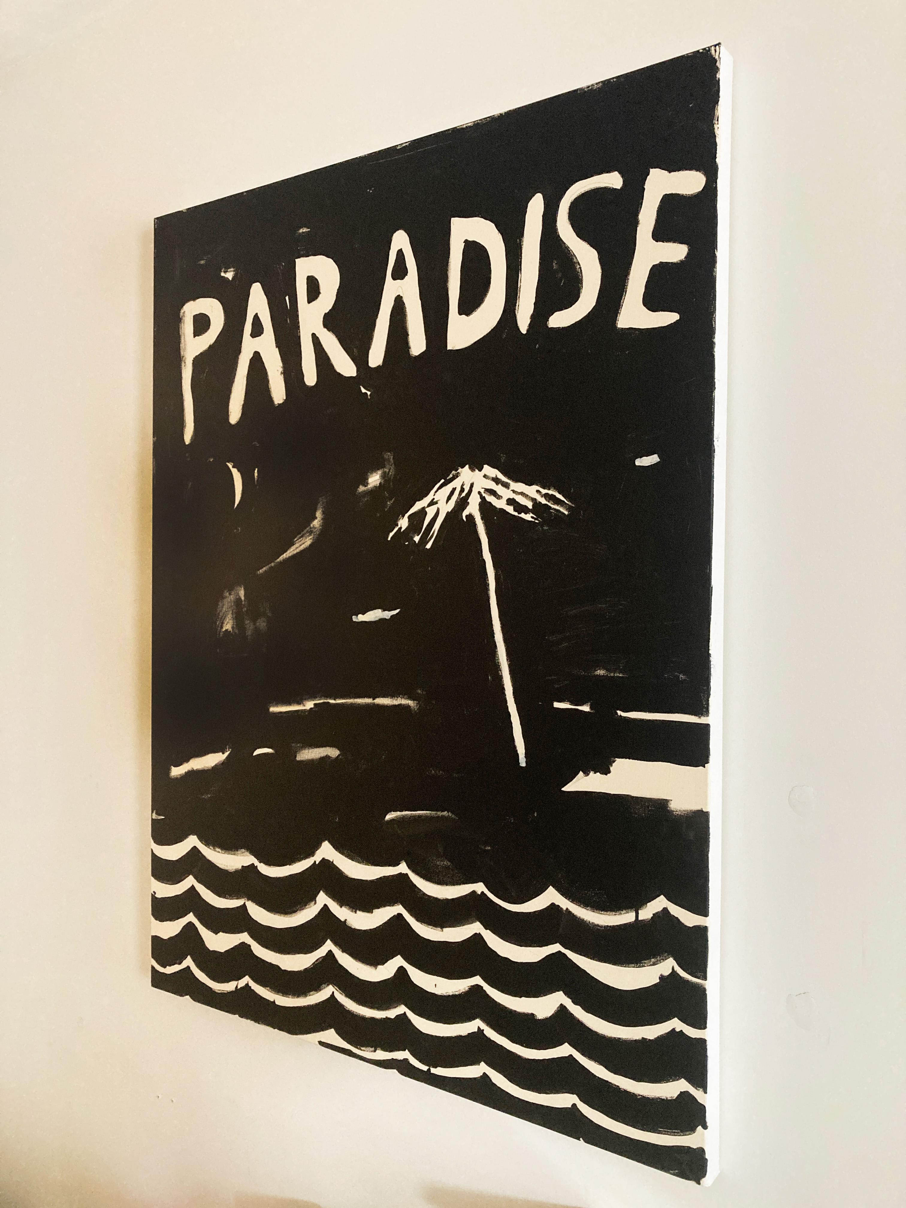 Paradise - Contemporary Black and White Text Painting by Matt Higgins 2