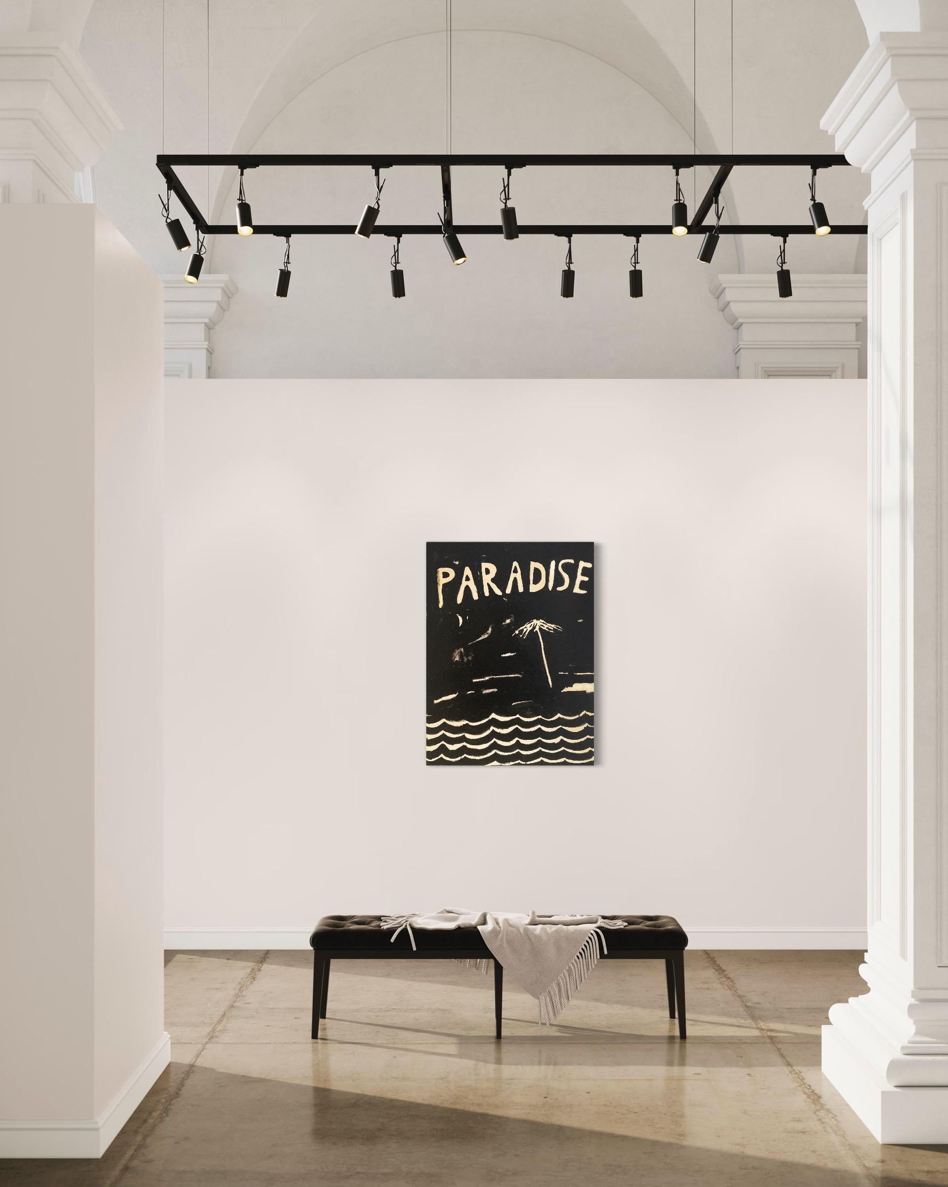 Paradise - Contemporary Black and White Text Painting by Matt Higgins 3
