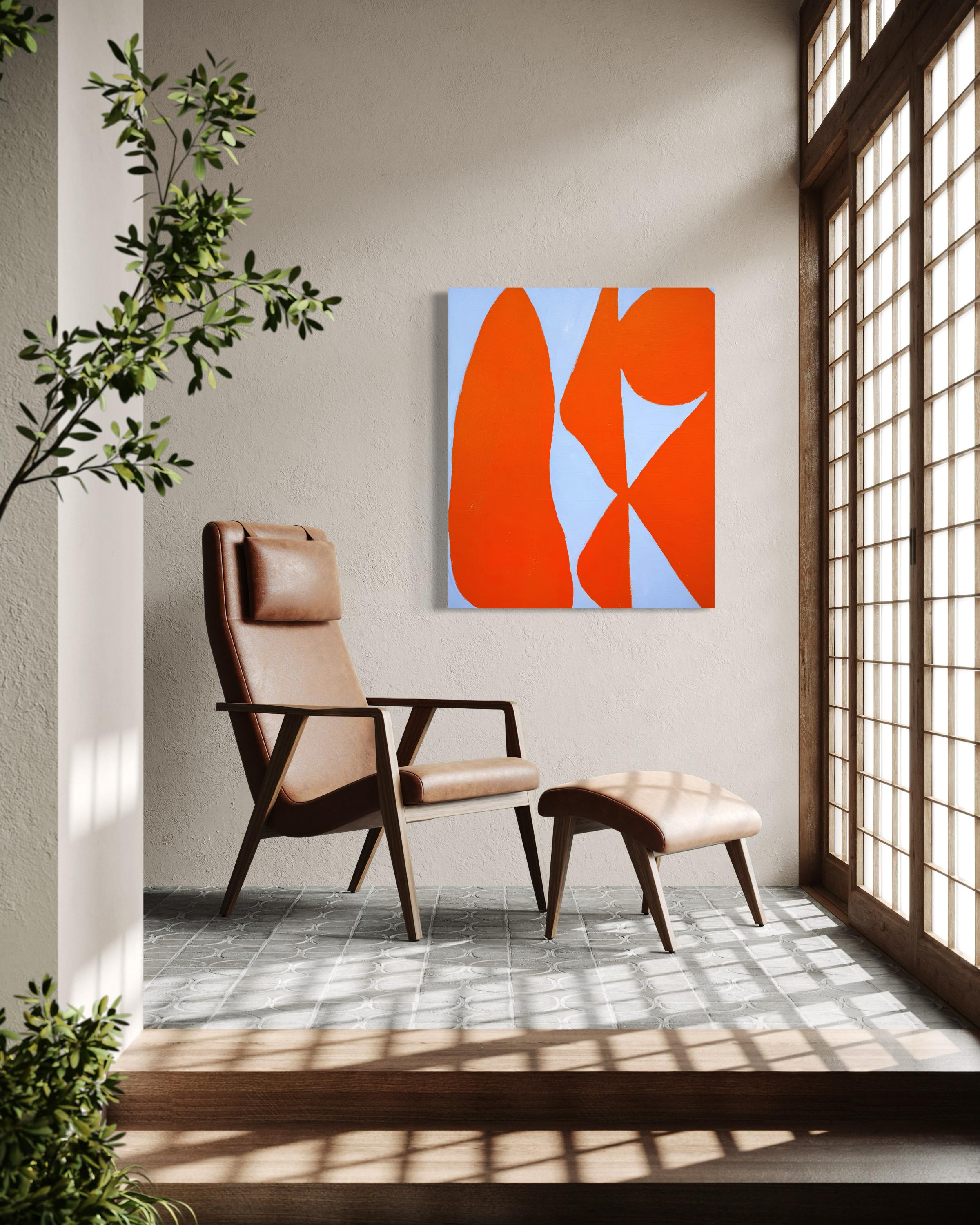 Proporzioni pacifiche, quadro astratto geometrico arancione contemporaneo - Abstract Painting Rosso di Matt Higgins