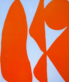 Proporzioni pacifiche, quadro astratto geometrico arancione contemporaneo