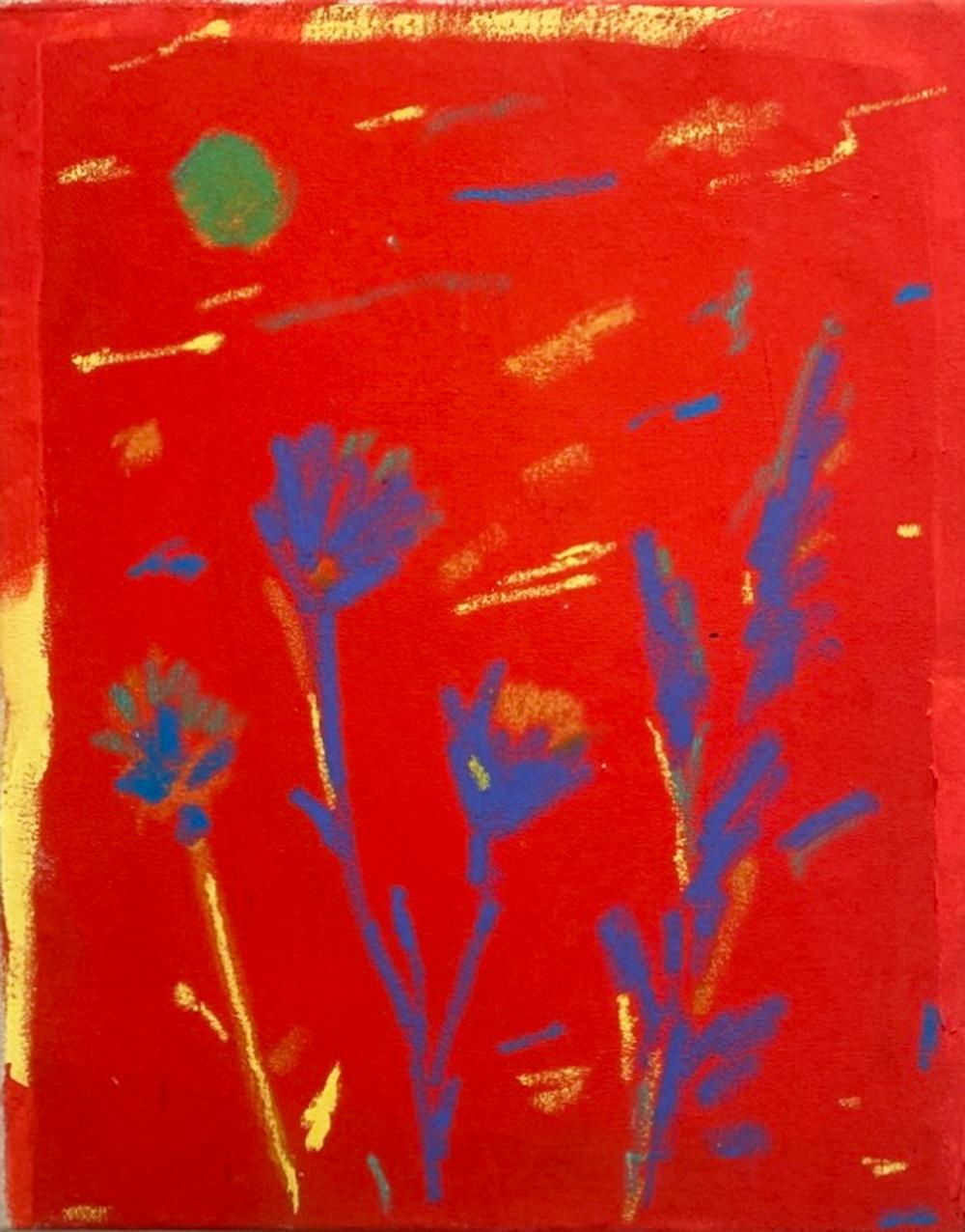 Peinture de paysage contemporaine - Meadow rouge 