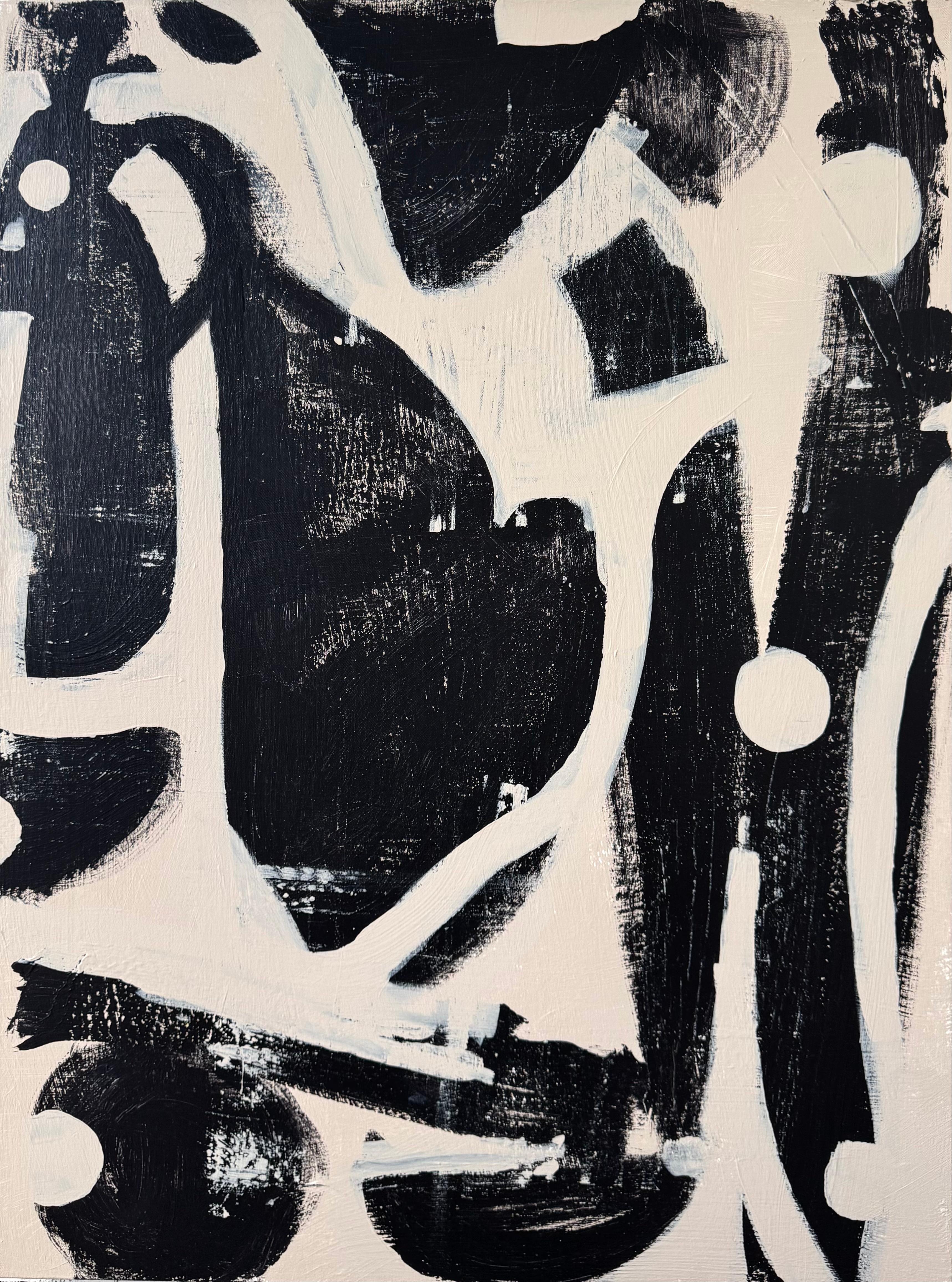 Rise and Fall, Contemporary Monochrome Geometric Abstract Painting