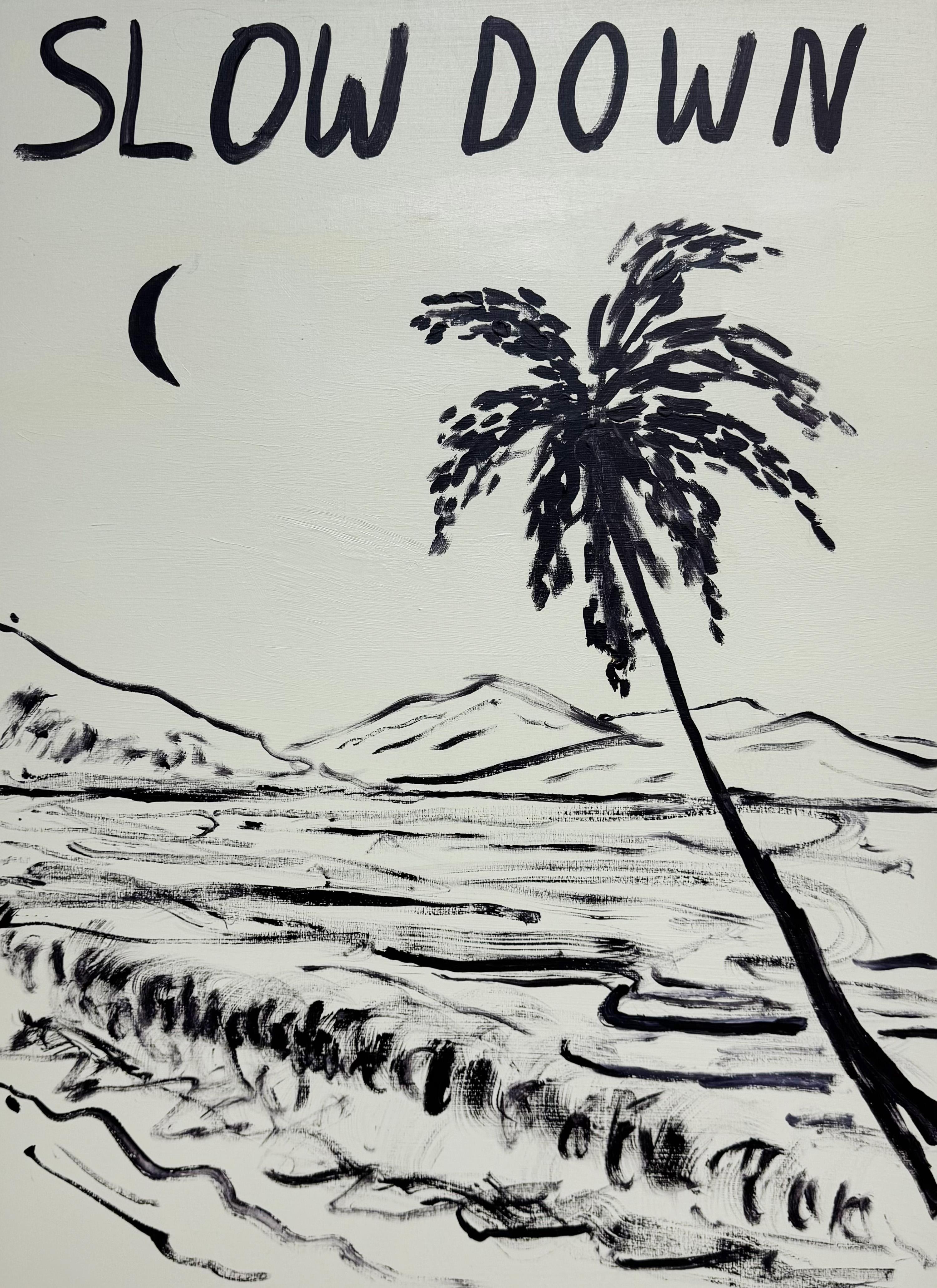 Slow Down, pittura testuale contemporanea di Matt Higgins