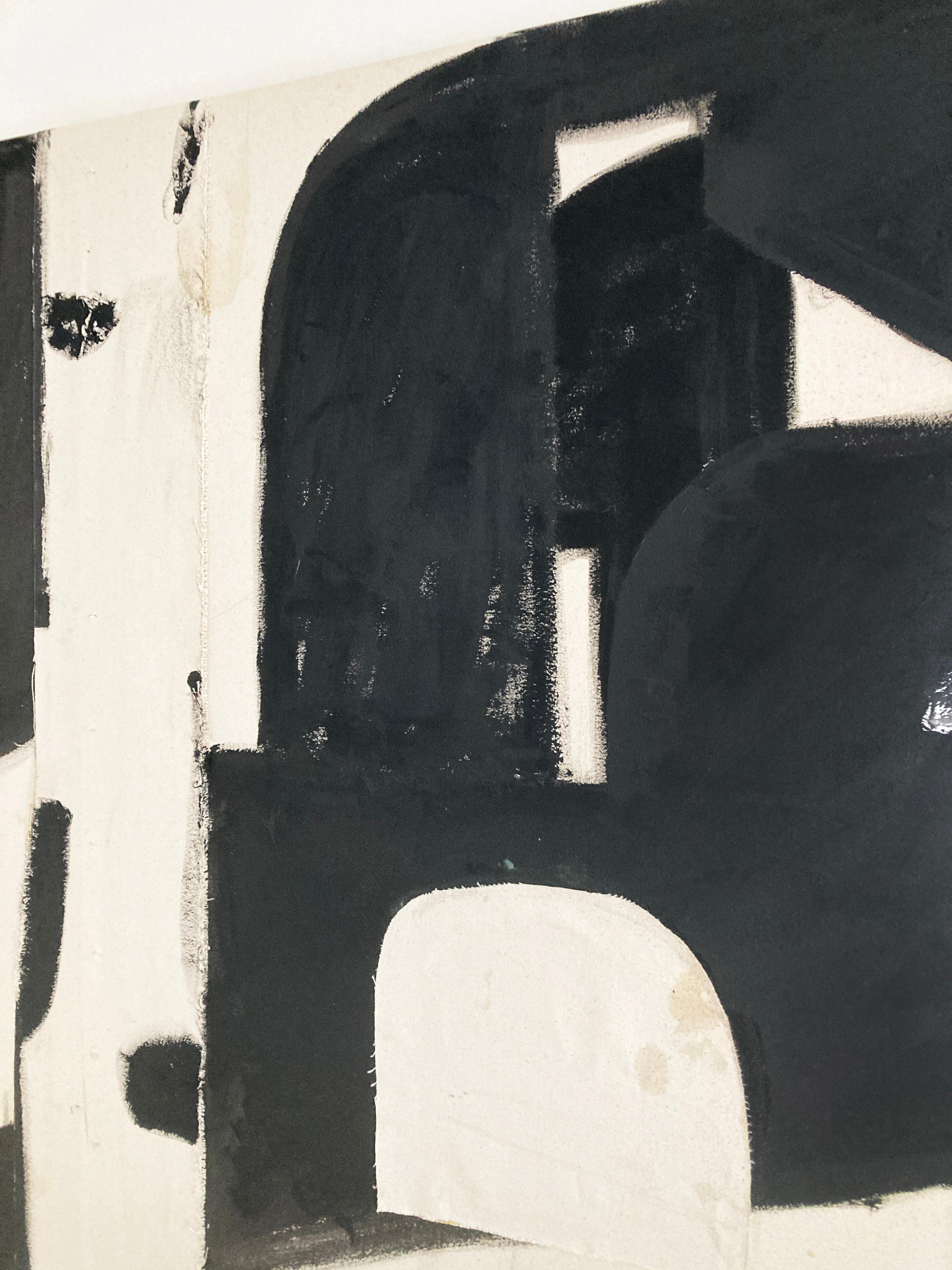 Slowly Flowing, Contemporary Black and White Abstract Painting by Matt Higgins 2