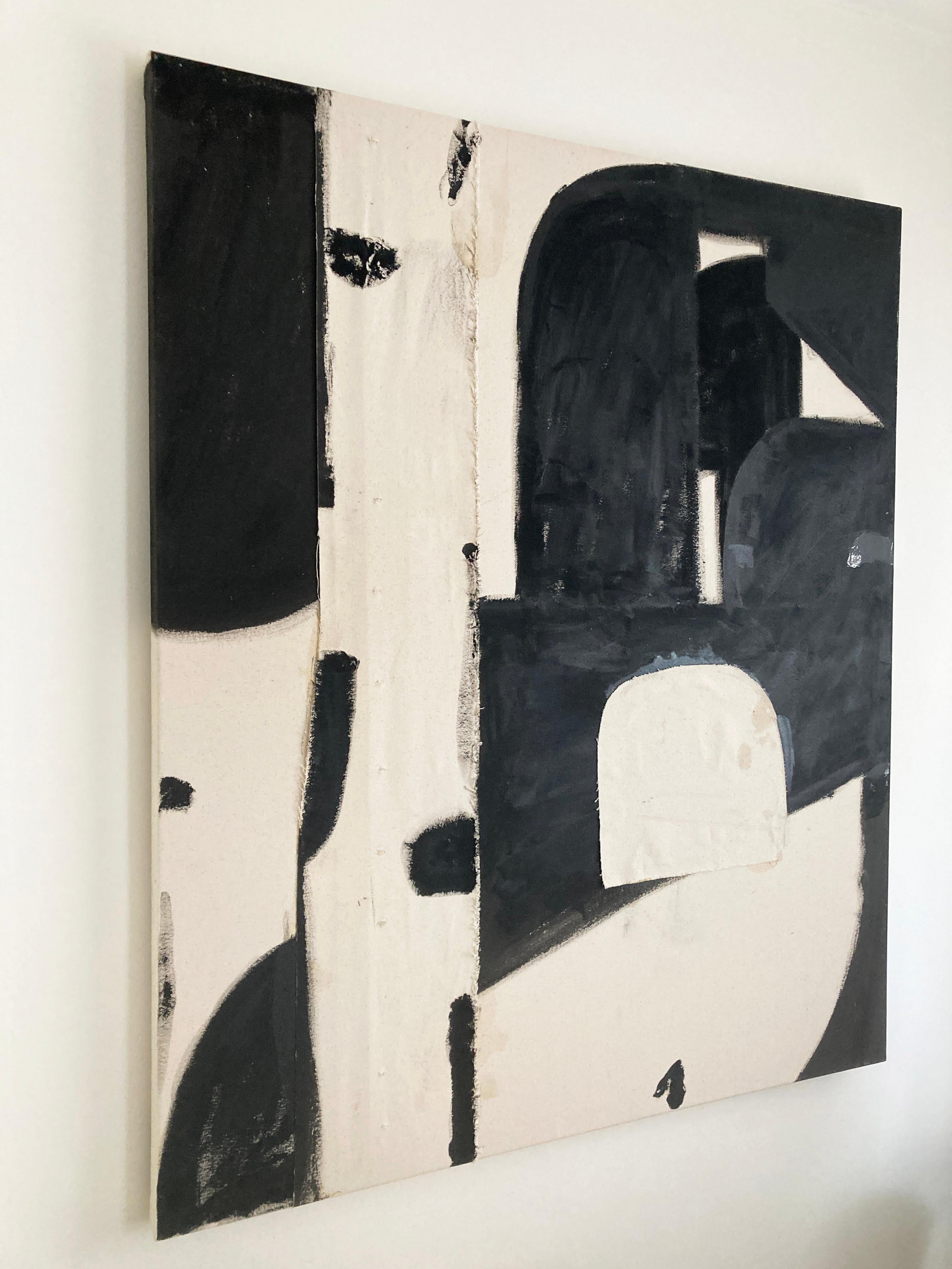 Slowly Flowing, Contemporary Black and White Abstract Painting by Matt Higgins 3