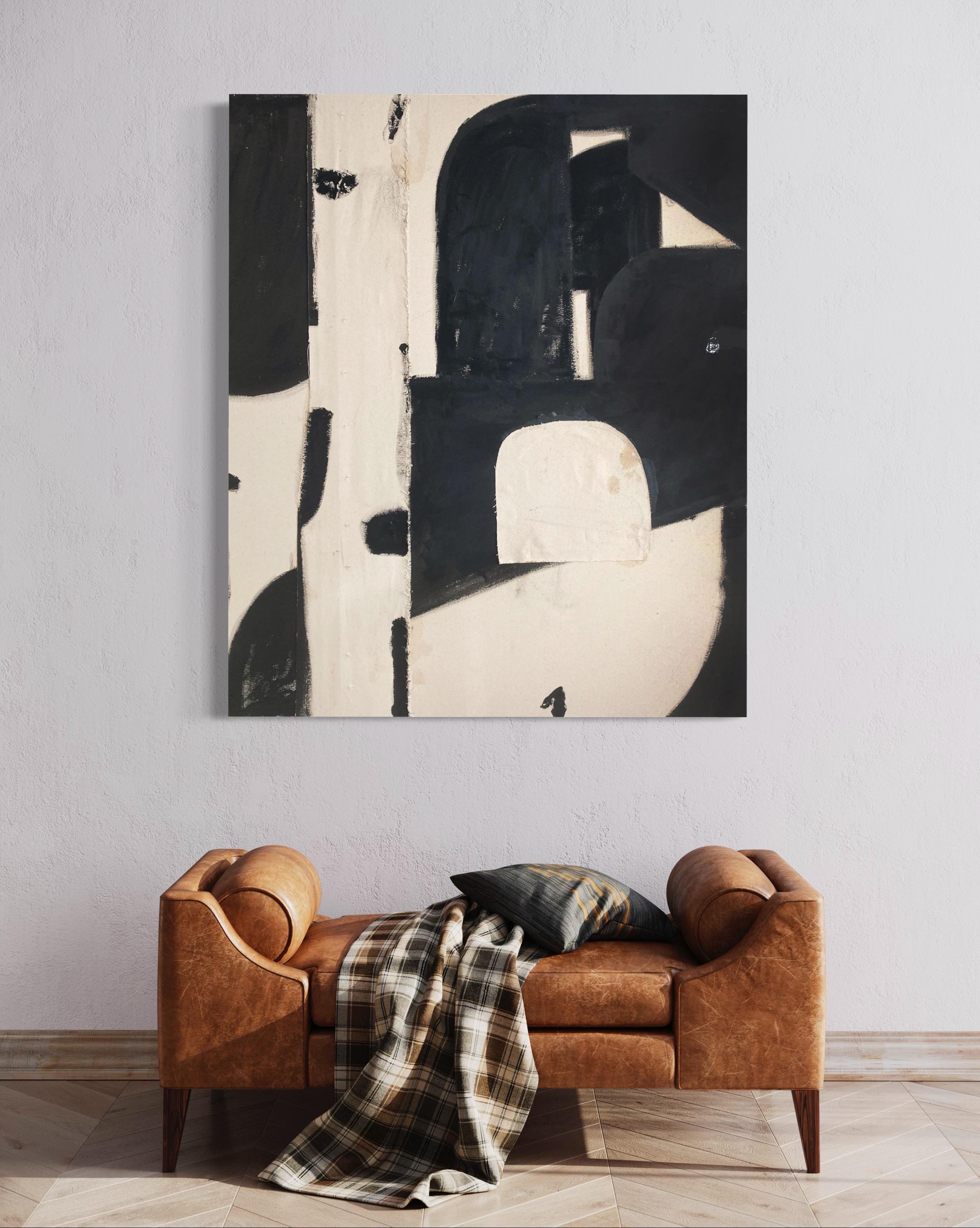 Slowly Flowing, Contemporary Black and White Abstract Painting by Matt Higgins 4