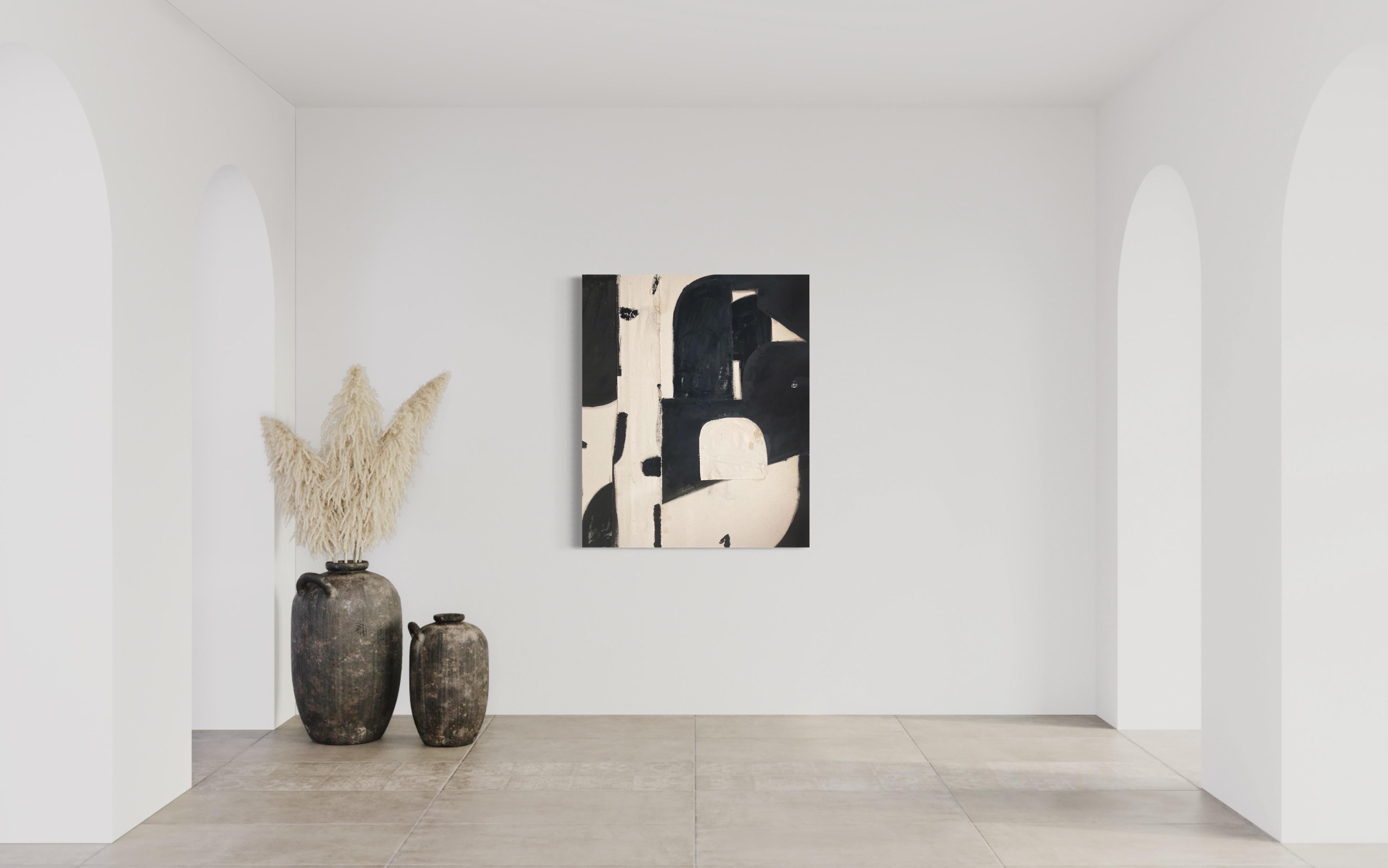 Slowly Flowing, Contemporary Black and White Abstract Painting by Matt Higgins 5