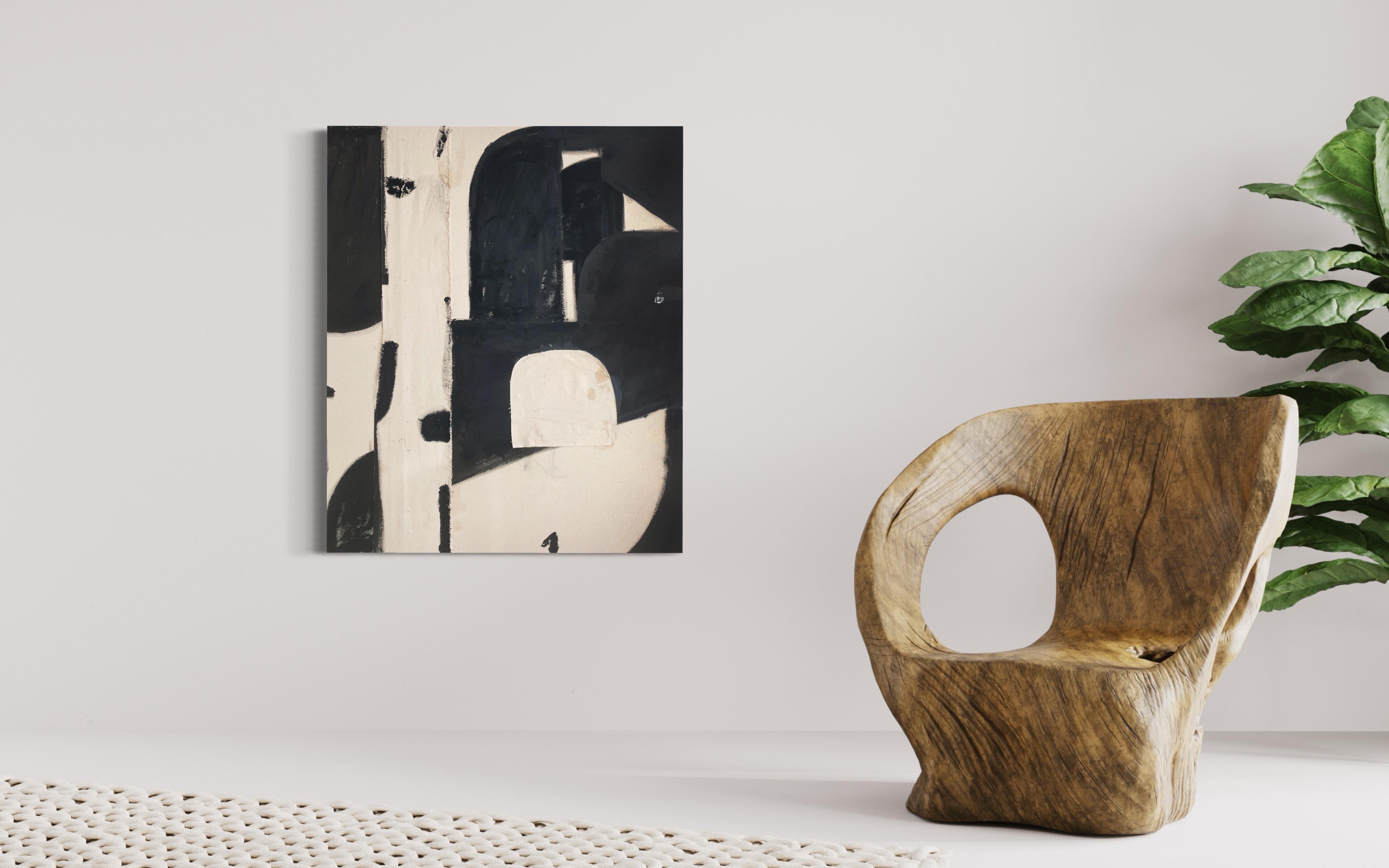 Slowly Flowing, Contemporary Black and White Abstract Painting by Matt Higgins 6