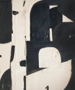 Slowly Flowing, peinture abstraite contemporaine en noir et blanc de Matt Higgins
