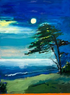 Matt Higgins - Spring Over Ninomiya Beach after Hasui, Contemporary Landscape Oil Painting Spring Over Ninomiya Beach after Hasui, Contemporary Landscape Oil Painting