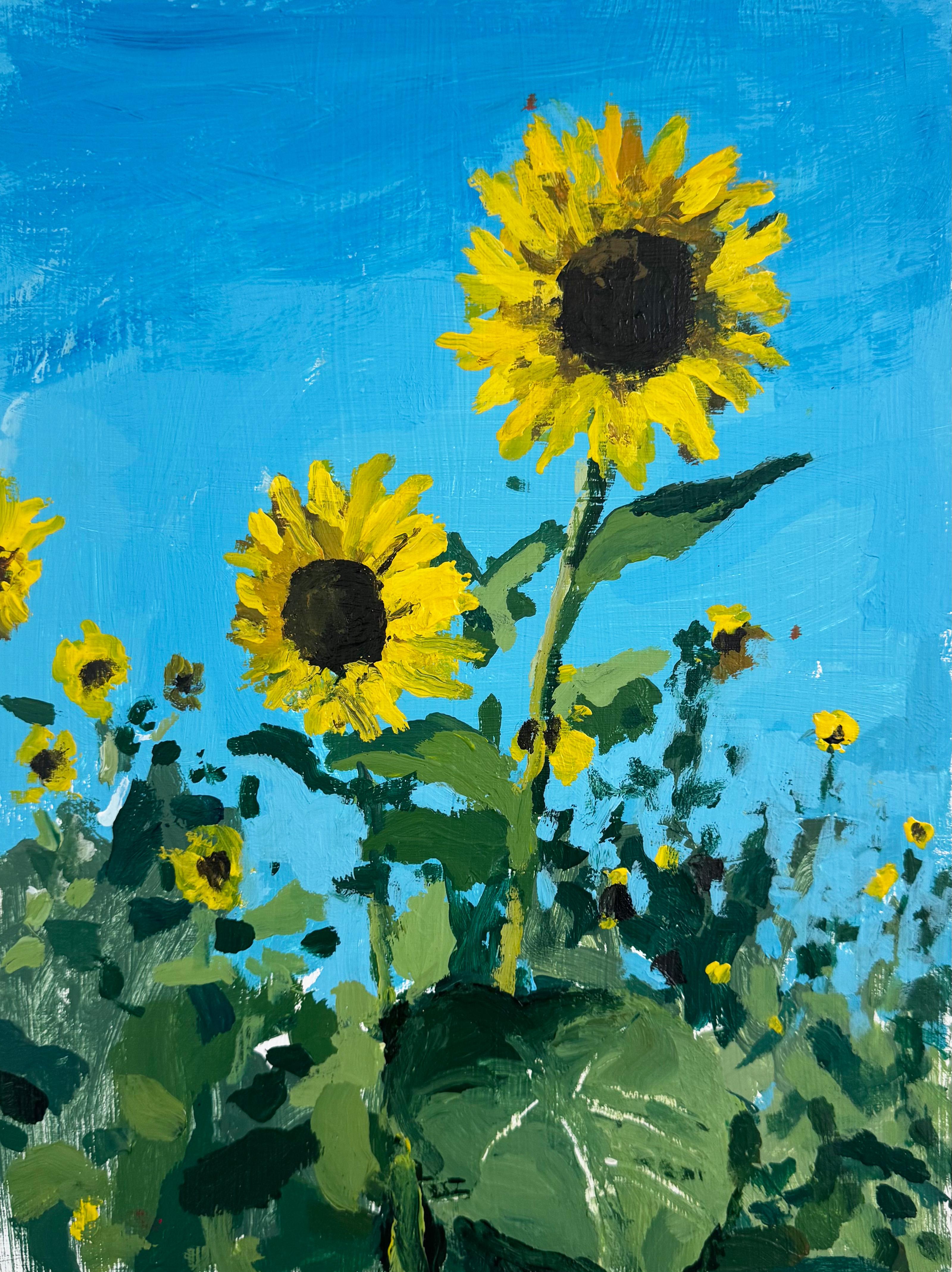 Sunflowers, Contemporary Acrylic Landscape Painting