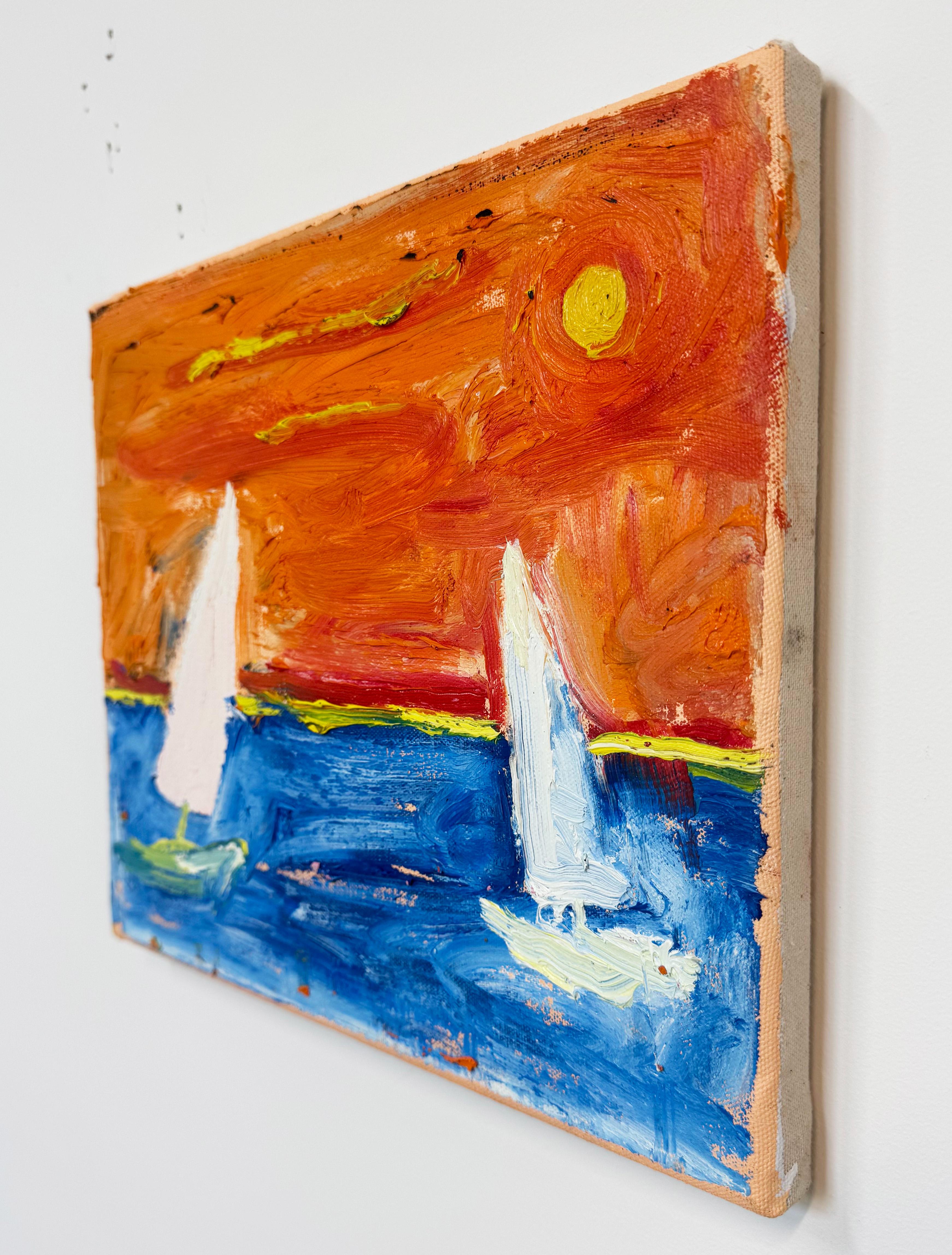Zwei Segelboote, Zeitgenössische Landschaftsmalerei – Painting von Matt Higgins