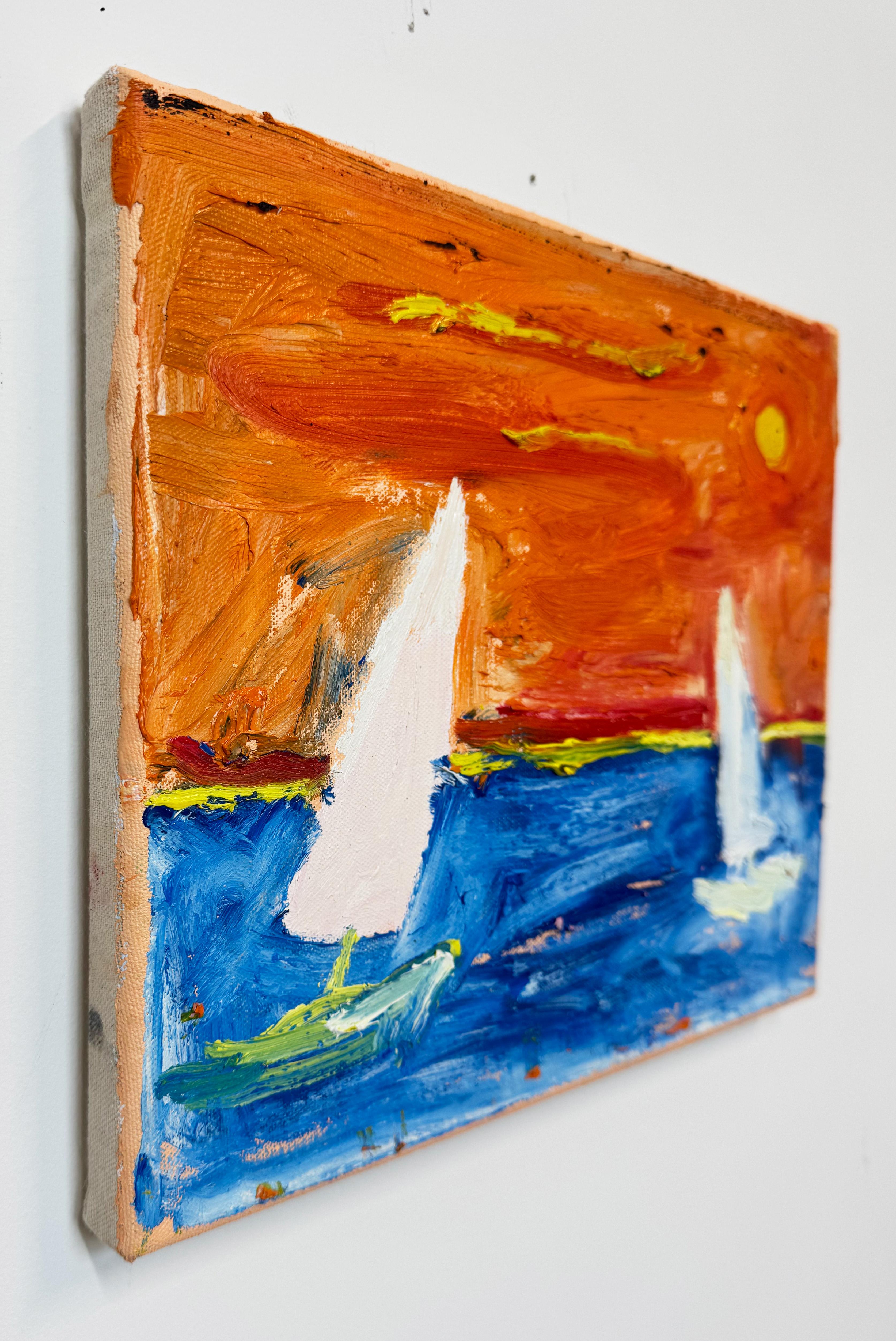 Zwei Segelboote, Zeitgenössische Landschaftsmalerei (Abstrakter Impressionismus), Painting, von Matt Higgins
