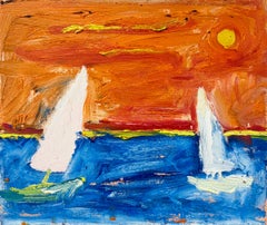 Due barche a vela, Quadro di paesaggio contemporaneo