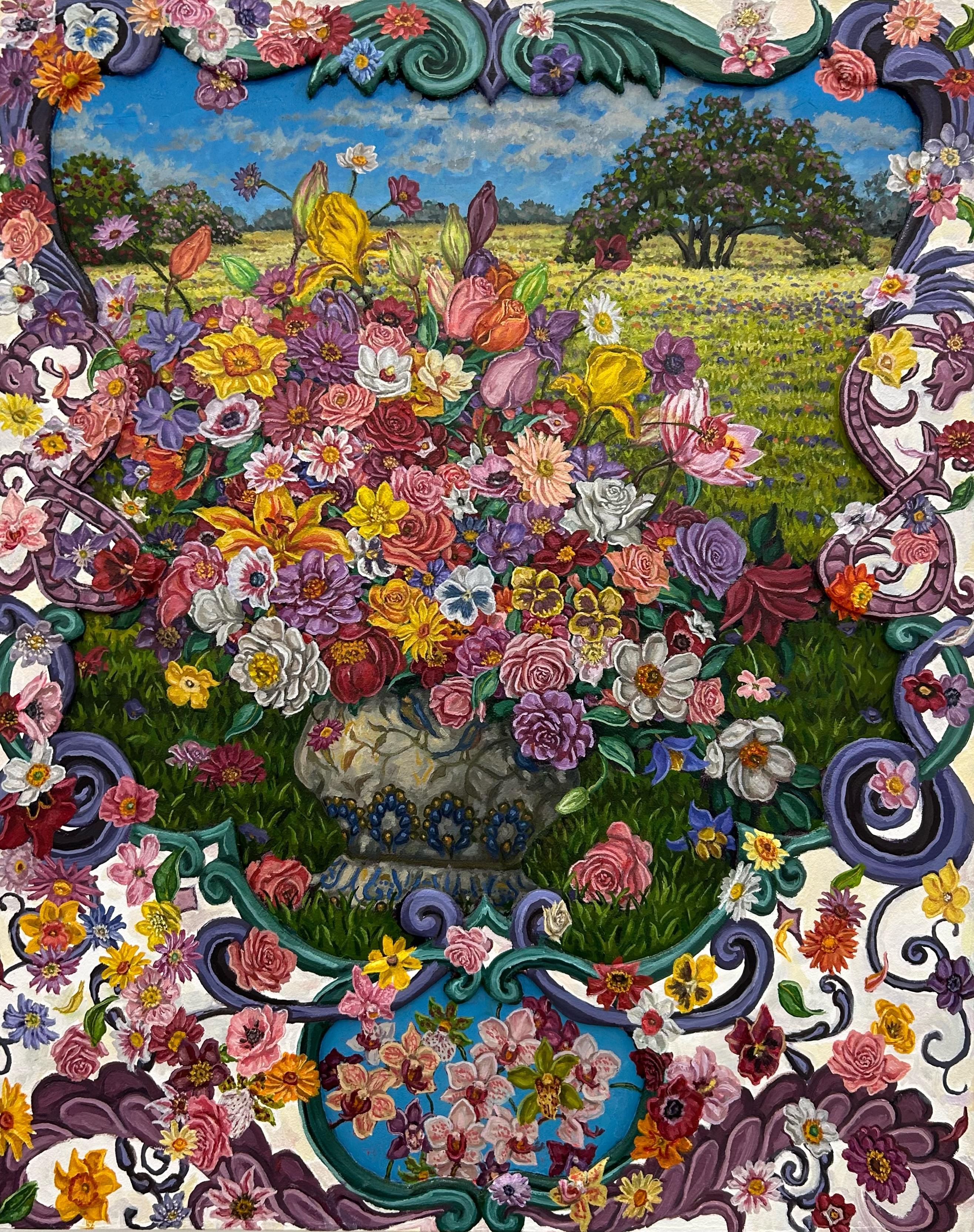 Matt Jacobs Landscape Painting - Bouquet in a Landscape