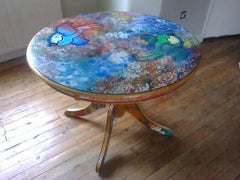 A Little Bird Told Me.acrylic paint wooden table round interior design home 
