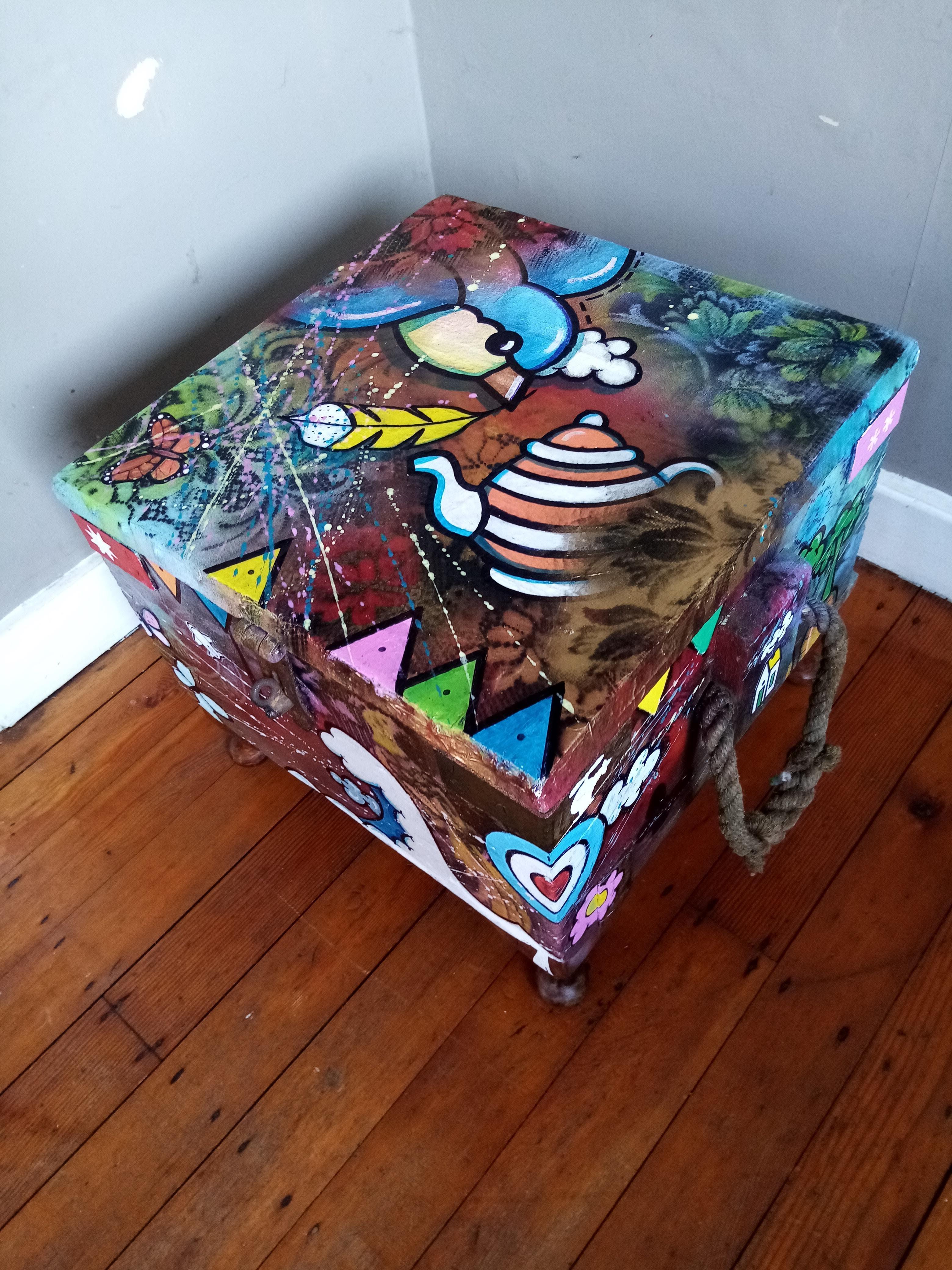acrylic wooden box painting