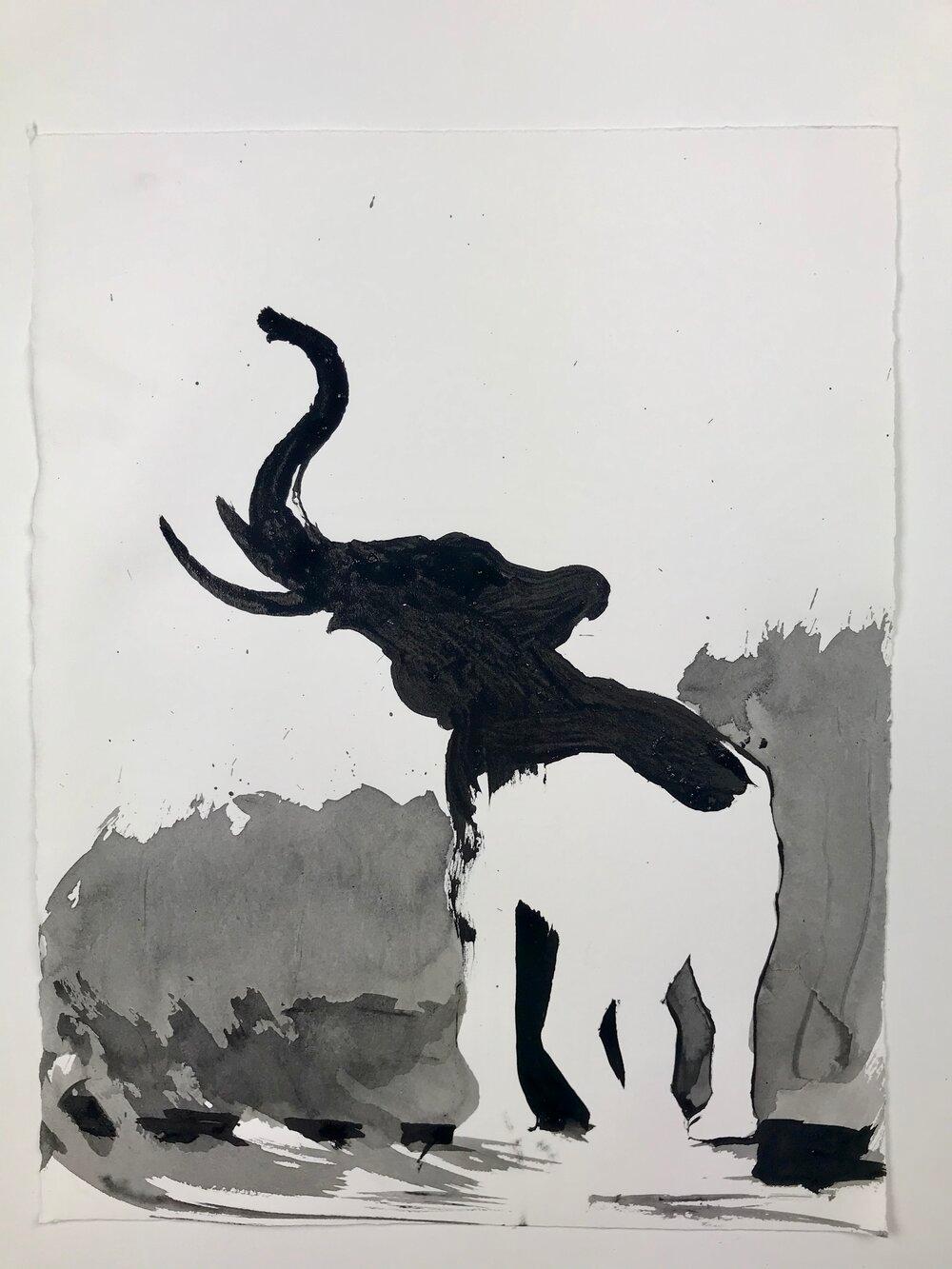 Matt Kinney Animal Painting - Spirit Animal, Elephant, Beacon, NY, 2019