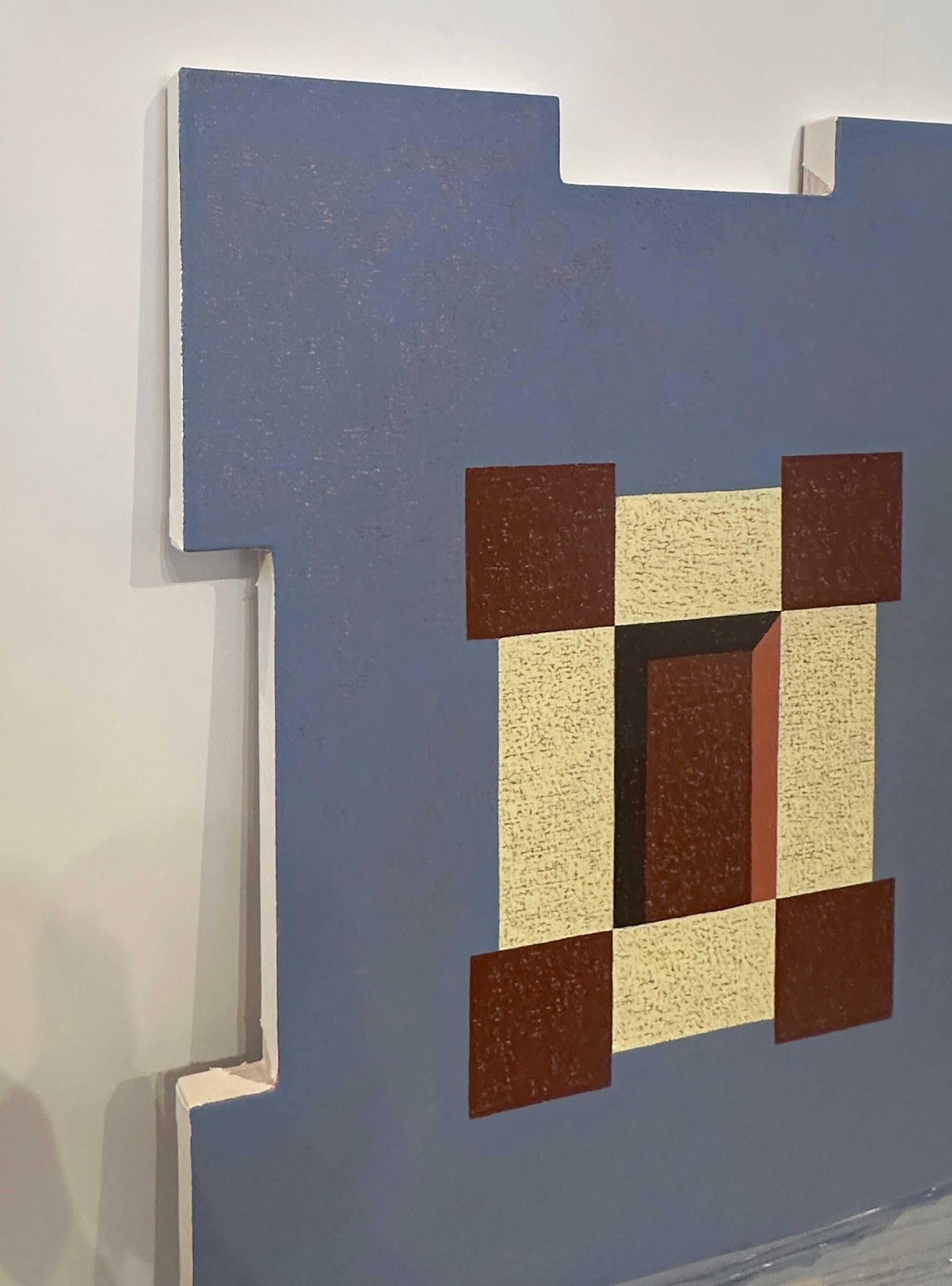 “Float” (Zeroing In) oil stick on canvas by American artist Matt Kleberg (b. 1985). Signed and dated 2025 on verso. Kleberg’s work borrows from architectural and ornamental references such as altars, theater sets and stages, all spaces that frame