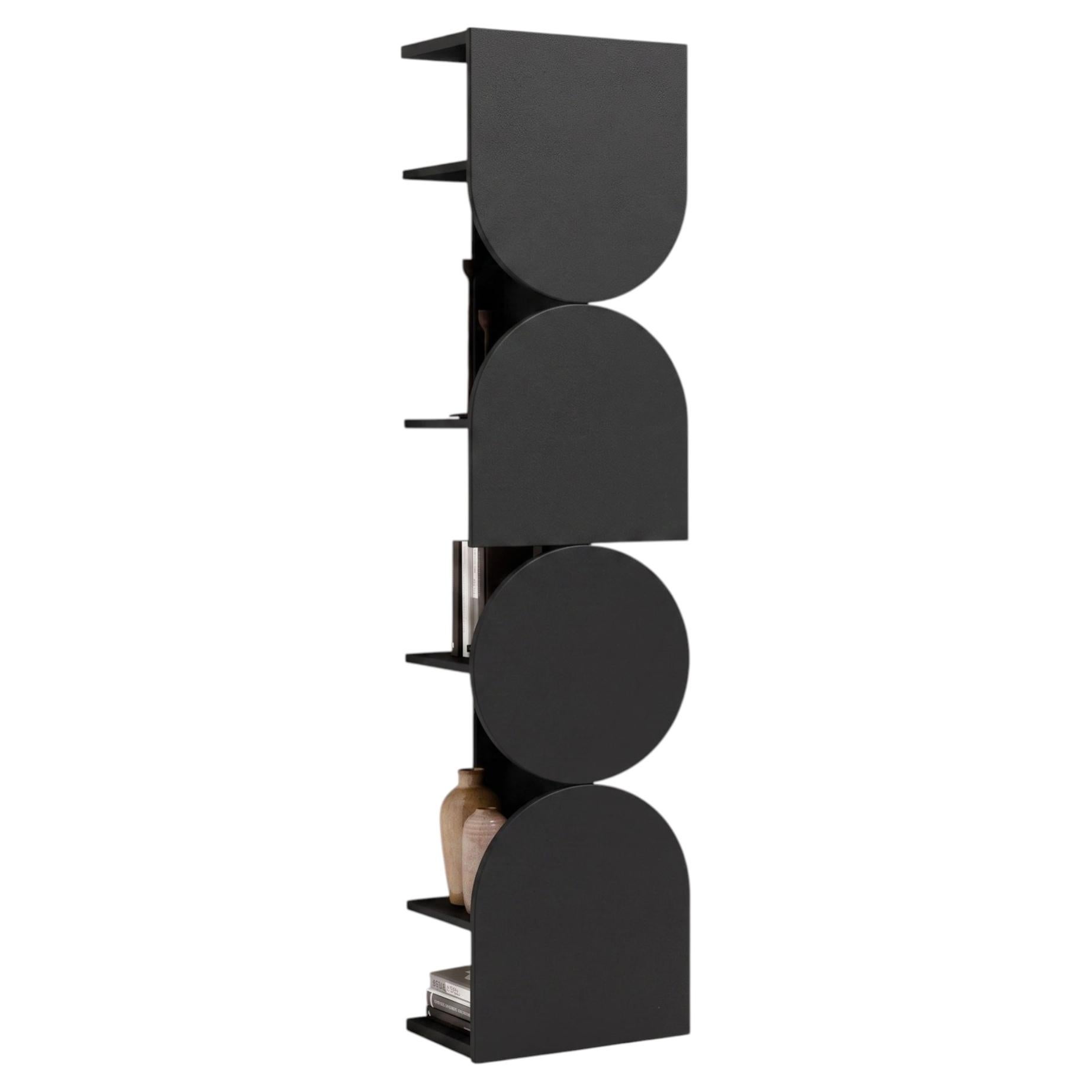 Matt Lacquered Swivel Storage Cabinet Mogg Shape Tower RAL 9017 Bauhaus Style For Sale