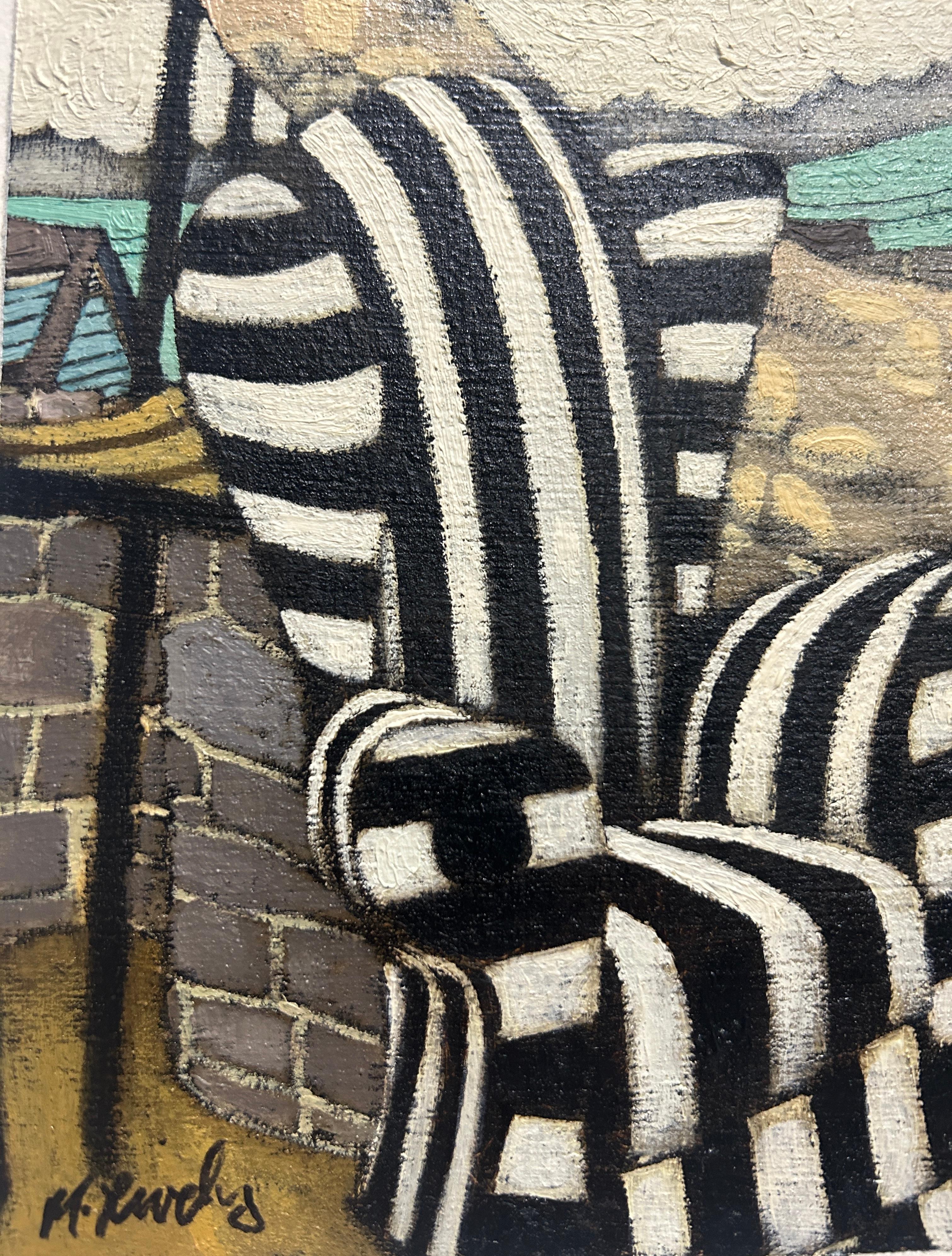 Zebra Chair - Beige Interior Painting by Matt Lively