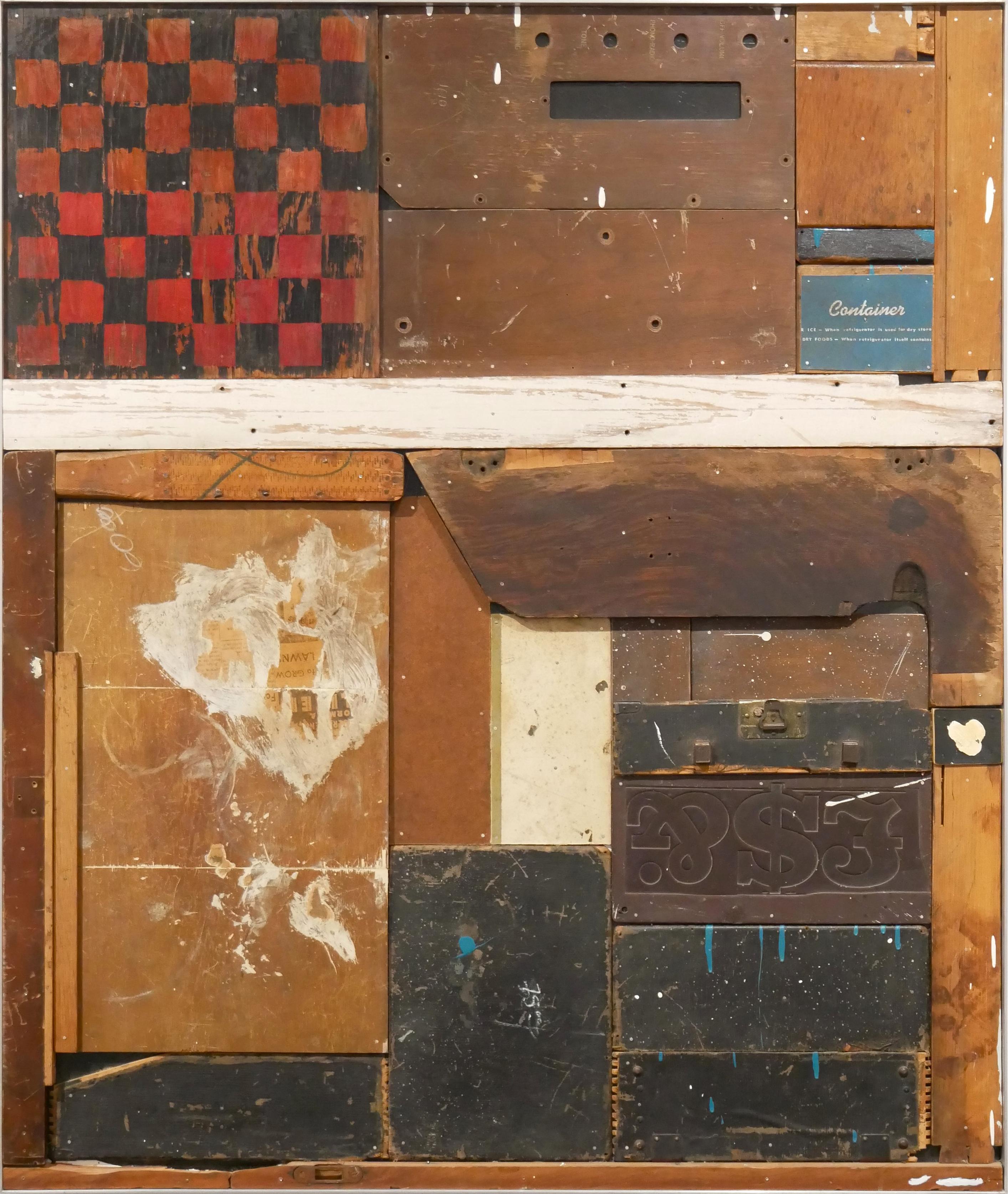 "Container" Contemporary Folk Inspired Abstract Found Object Painting Sculpture - Mixed Media Art by Matt Messinger