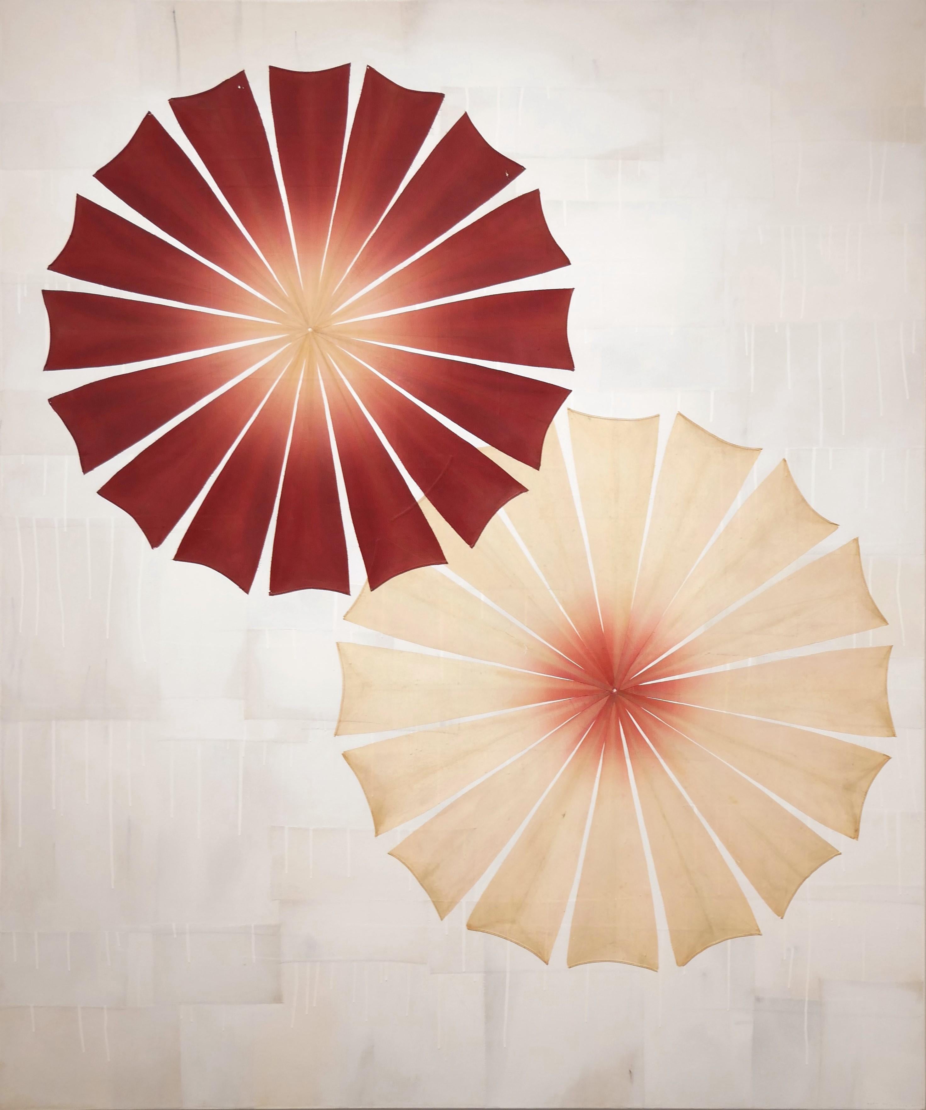 ""parasol 2" Peinture d'objets d'objets trouvés abstraits d'inspiration folklorique contemporaine - Mixed Media Art de Matt Messinger