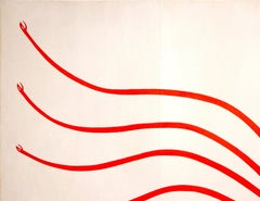 "Red Hydra" Contemporary Folk Inspired Abstract Snake Pattern Painting