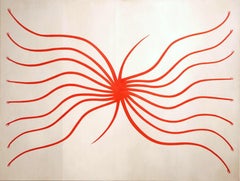 "Red Hydra" Contemporary Folk Inspired Abstract Snake Pattern Painting