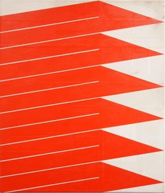 Peinture contemporaine à motif géométrique abstrait d'inspiration folklorique « Six Planes »