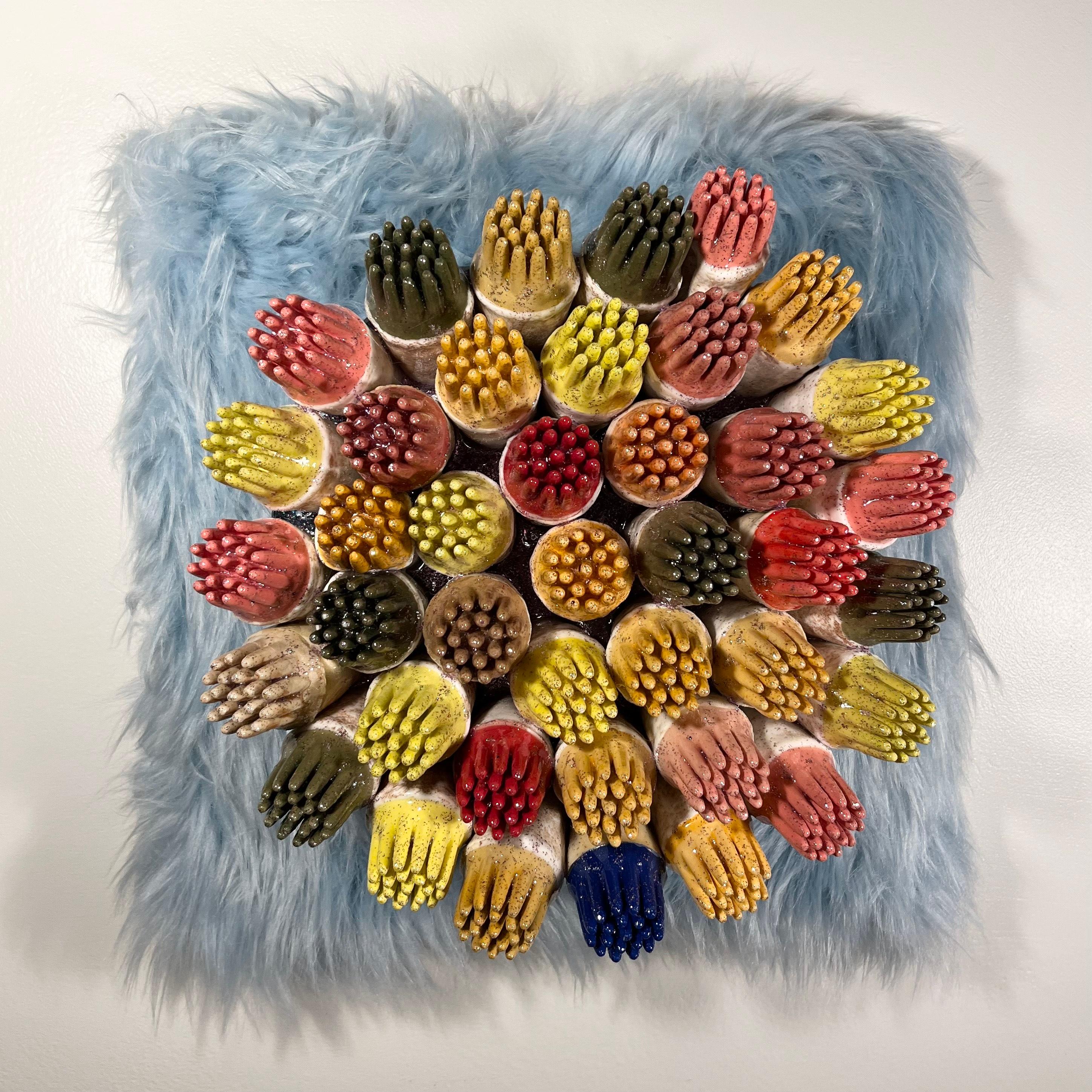 "Flower Composition 09", Contemporary, Mixed Media, Wall Sculpture, Ceramic, Fur - Mixed Media Art by Matt Mitros
