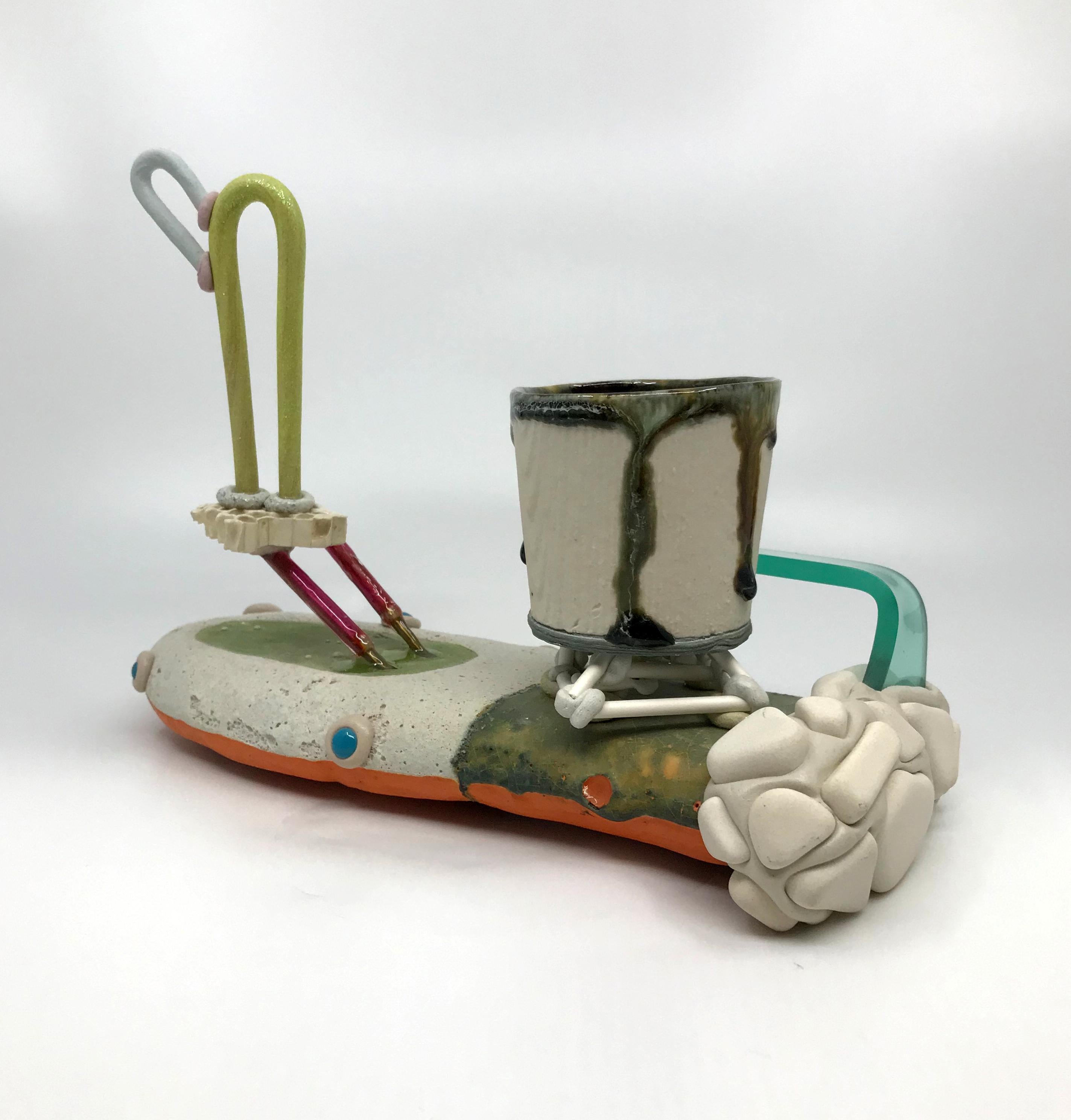 Matt Mitros Abstract Sculpture - "Mug Composition Number 63", Contemporary, Mixed Media, Ceramic, Sculpture