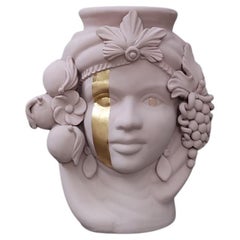 Matt Moorish Vase, Handmade in Sicily, Gold Leaf, Colors Customizable