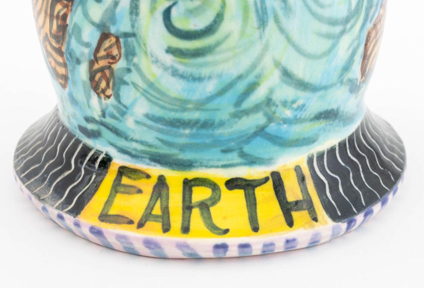 Terracotta Matt Nolen ceramica d'arte smaltata policroma, 2 pezzi. in vendita