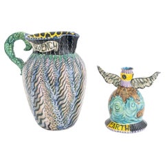 Matt Nolen Polychrome Glazed Art Pottery, 2 Pcs.