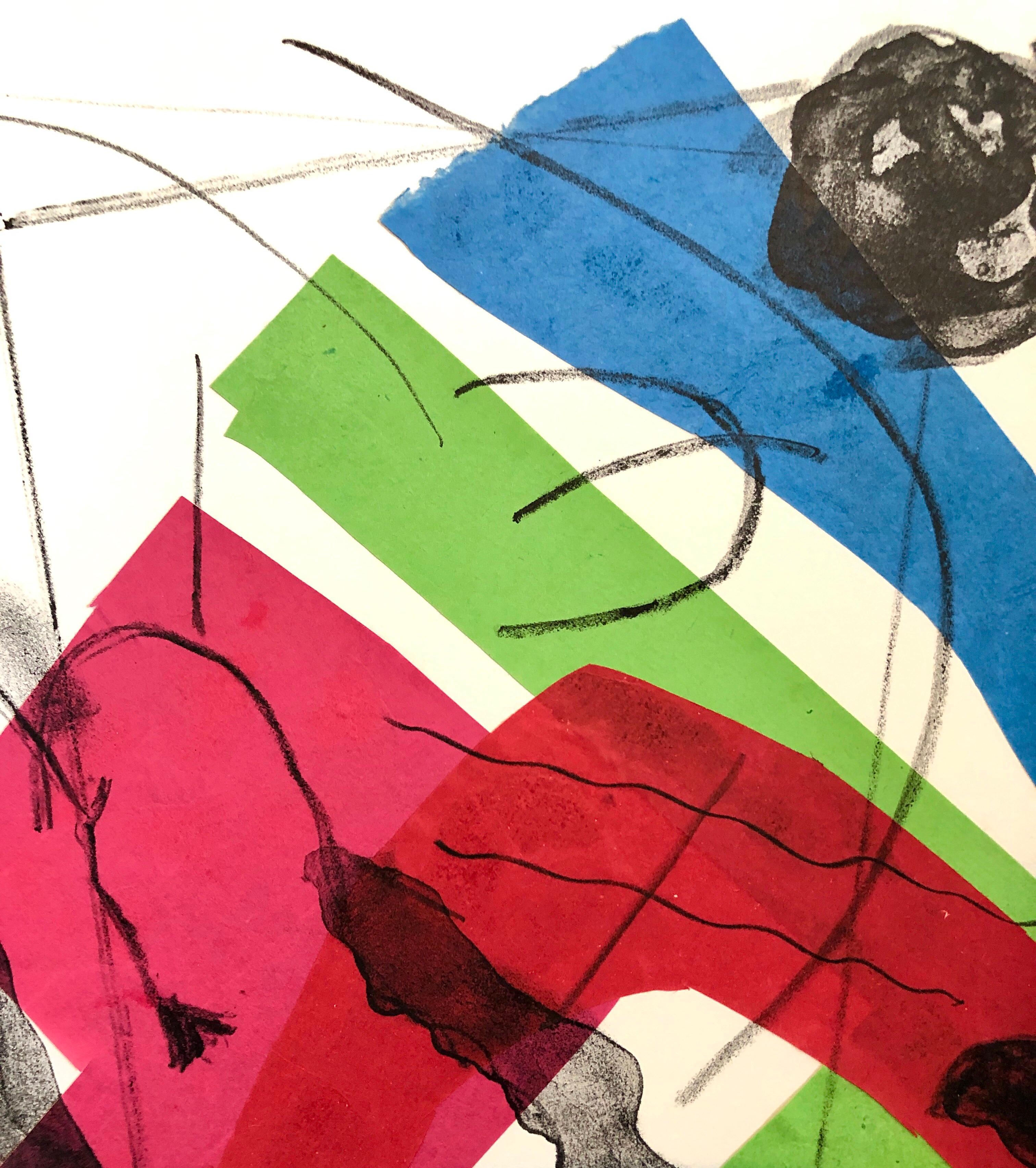 Ariadne, Gedicht, Mixed Media Abstrakter Modernistischer farbenfroher Collage Lithographiedruck im Angebot 7