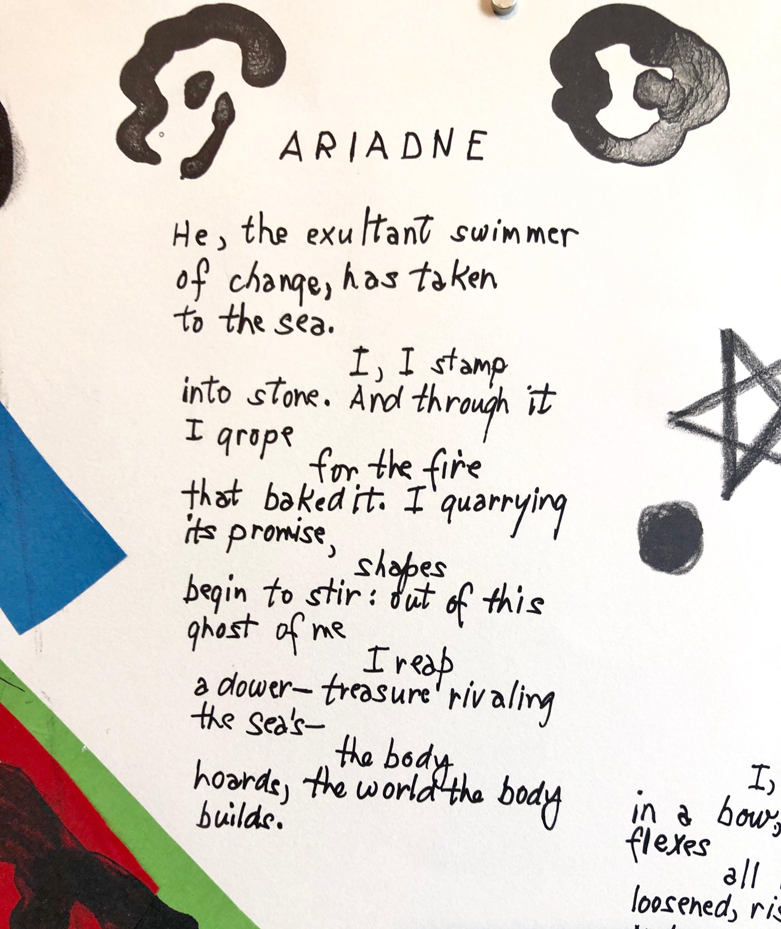 Ariadne, Gedicht, Mixed Media Abstrakter Modernistischer farbenfroher Collage Lithographiedruck im Angebot 8